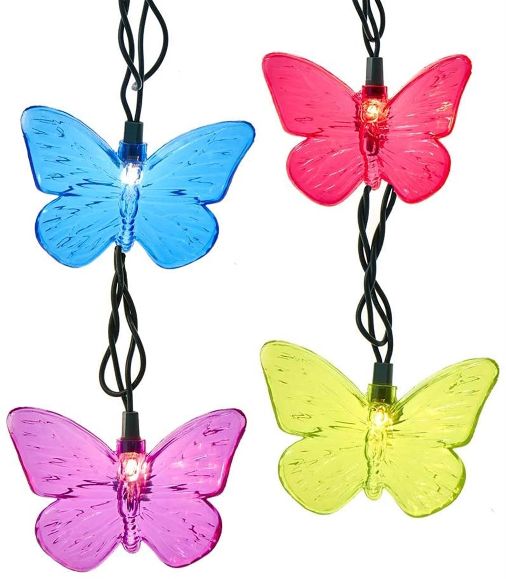 Kurt Adler Indoor/Outdoor String 10-Light Set, Multicolor Butterfly Light, 11.5'