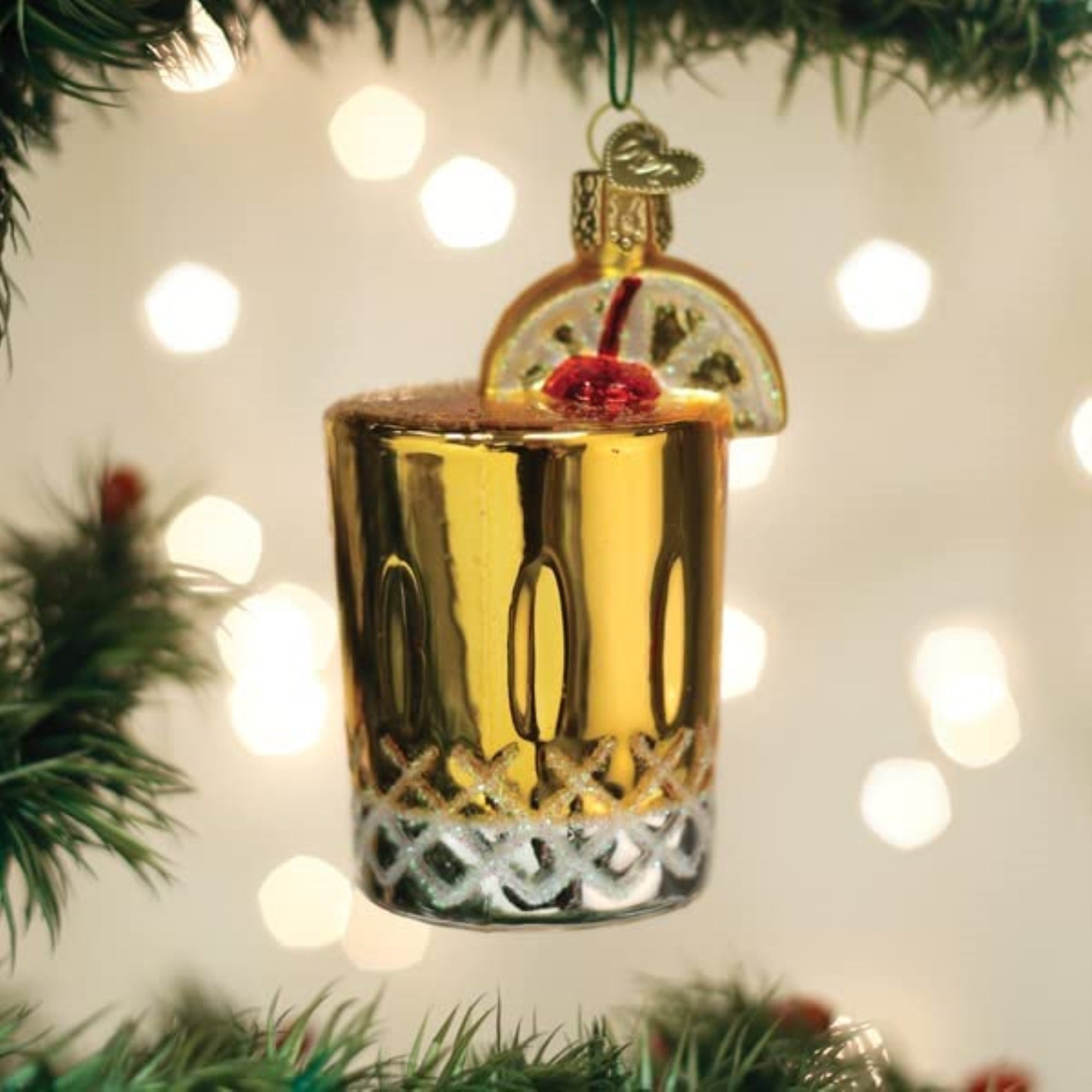 Old World Christmas Blown Glass Ornament for Christmas Tree, Whisky Sour
