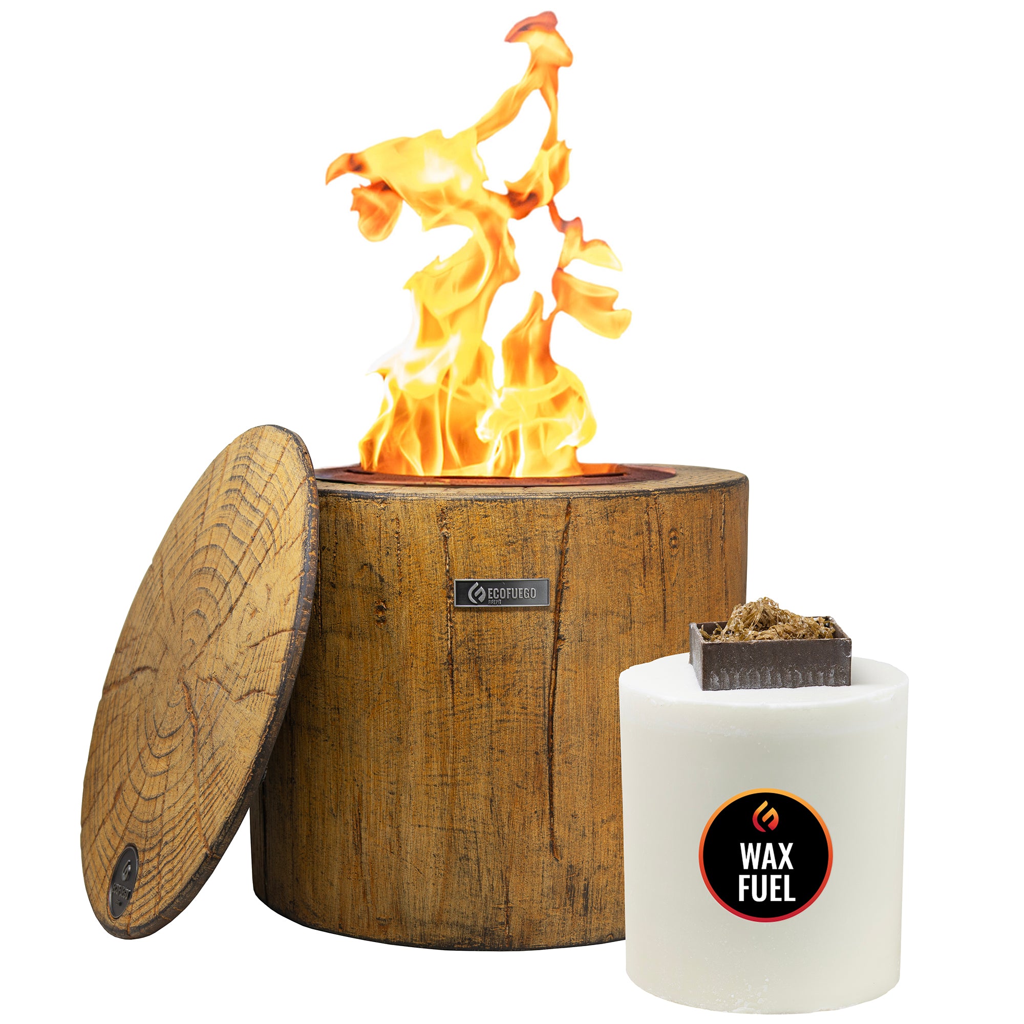 El Fuego Portable Wax Burning Fire Pit - Easy Start, Clean-Burning, No Wood Smoke with 8-Hour Starter Wax Fuel for Interval Burning - Ideal for Patios, Camping and Outdoor Use
