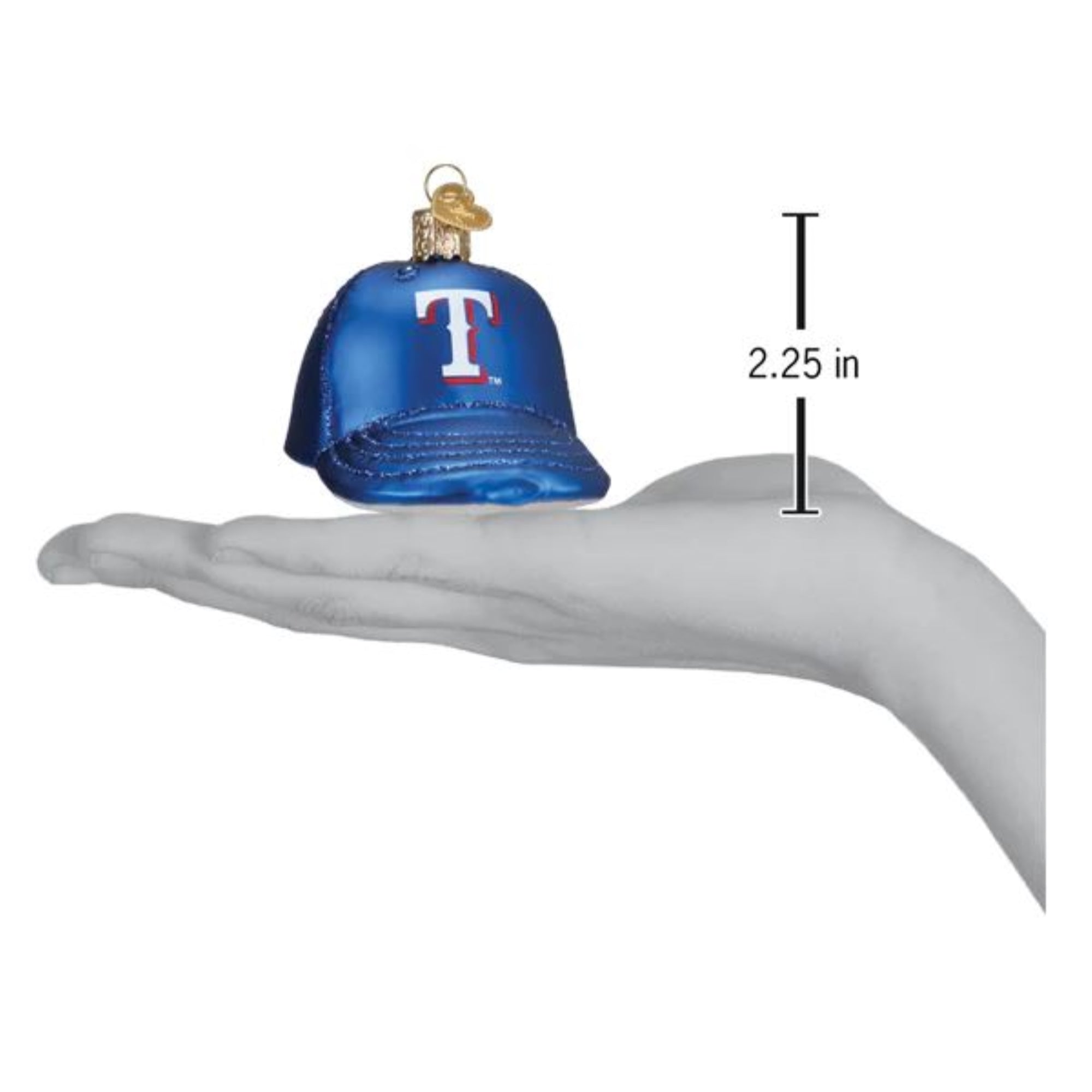 Old World Christmas Blown Glass Ornament for Christmas Tree, Texas Rangers Baseball Cap