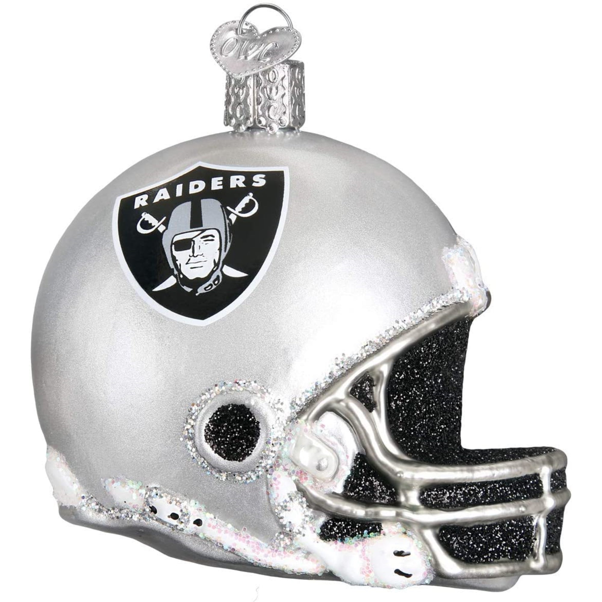 Old World Christmas Blown Glass Ornament for Christmas Tree, Las Vegas Raiders Helmet