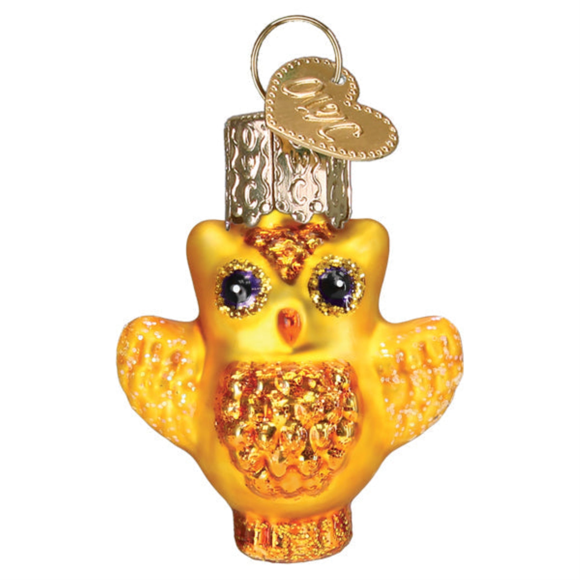 Old World Christmas Blown Glass Hanging Ornament for Halloween, Mini Owl (with OWC Gift Box)