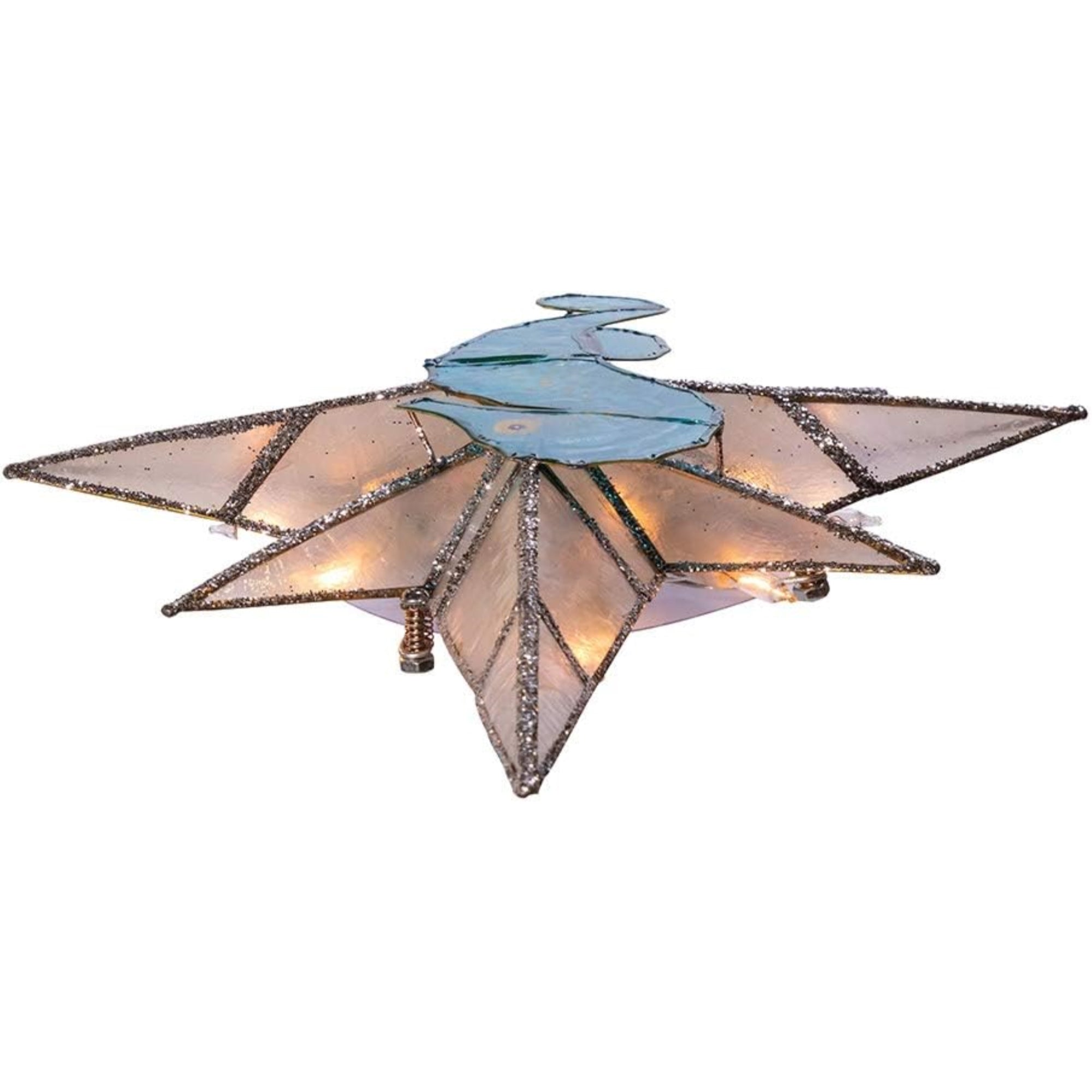 Kurt Adler 8-Point Illuminated Capiz Shell Bethlehem Star with Seahorse Treetop, 10 Incandescent Lights, 11.4"