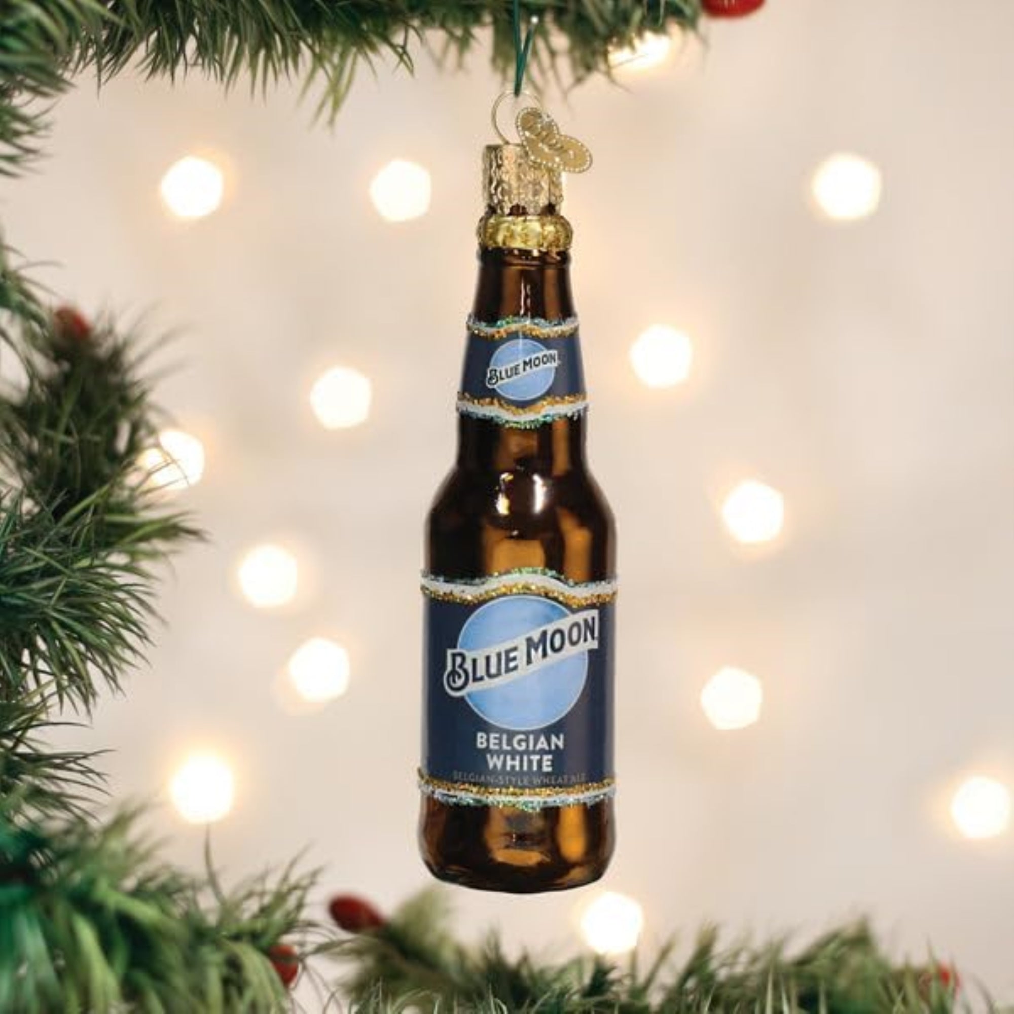 Old World Christmas Blown Glass Ornament for Christmas Tree, Blue Moon Bottle (with OWC Gift Box)
