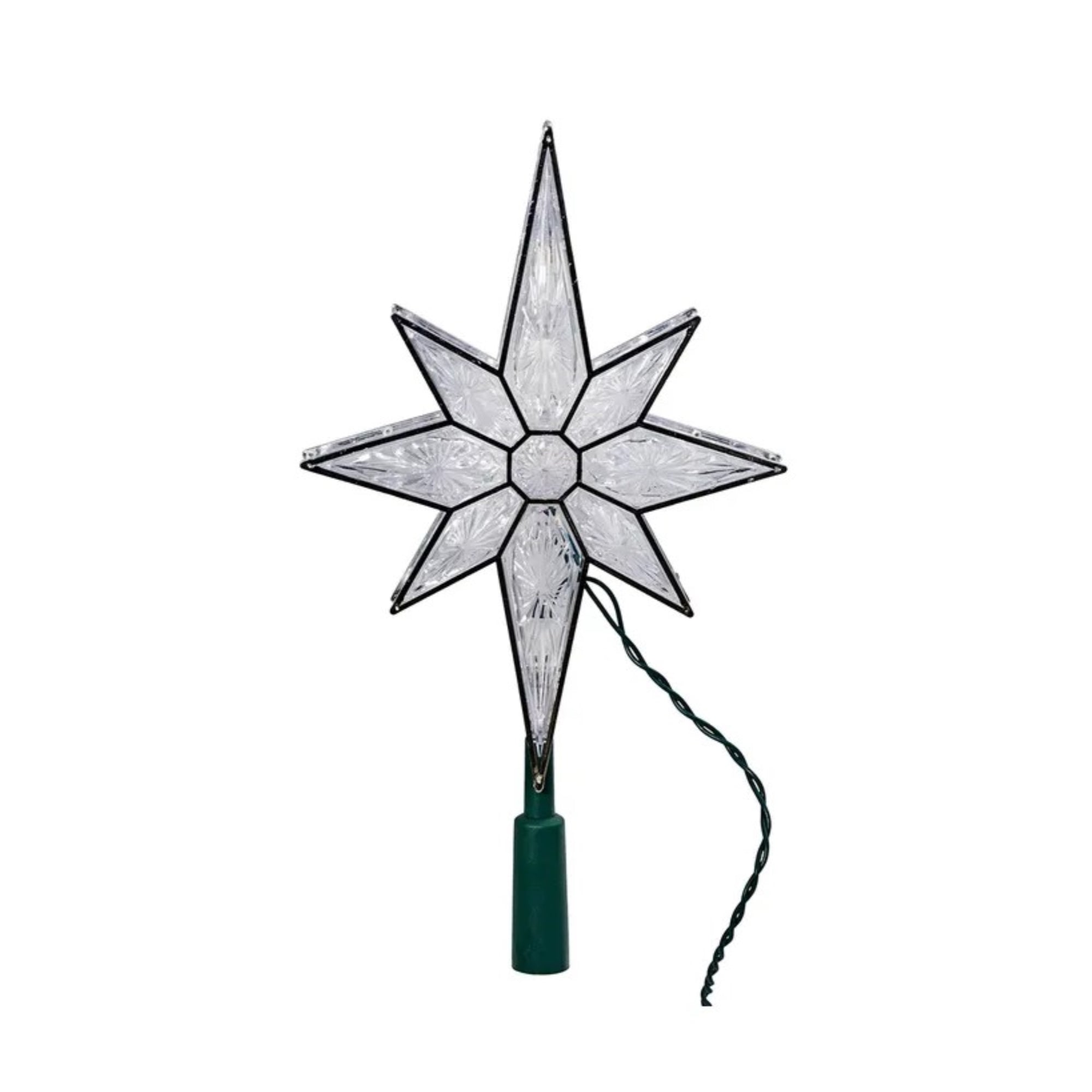 Kurt Adler 10-Light Clear LED Star Christmas Treetop, 10.5in