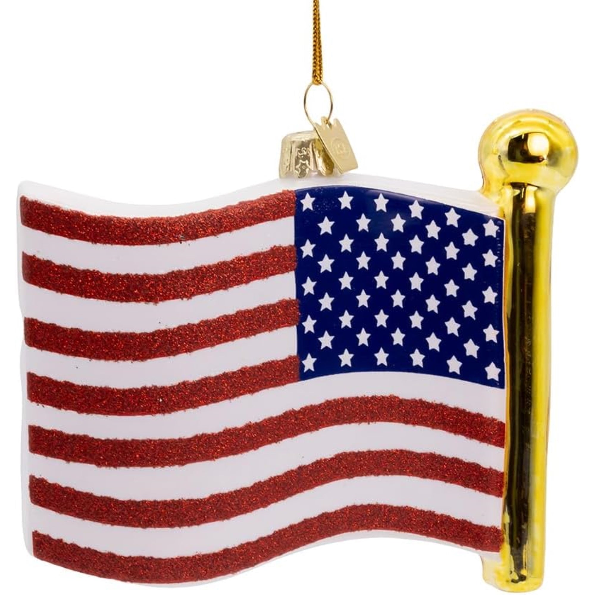 Kurt Adler Nobel Gems Collection Glass Christmas Ornament, American Flag