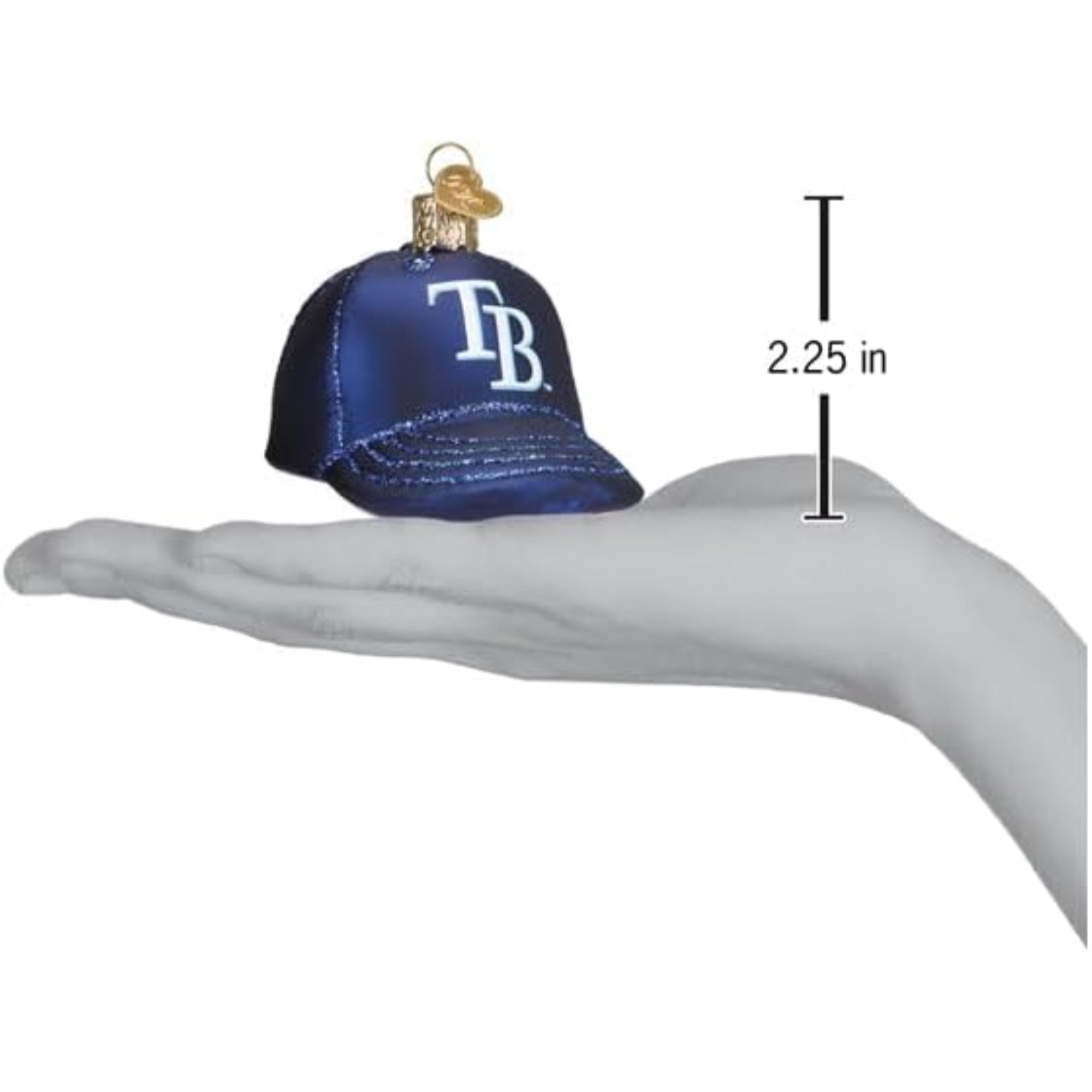 Old World Christmas Blown Glass Ornament for Christmas Tree, Tampa Bay Rays Baseball Cap