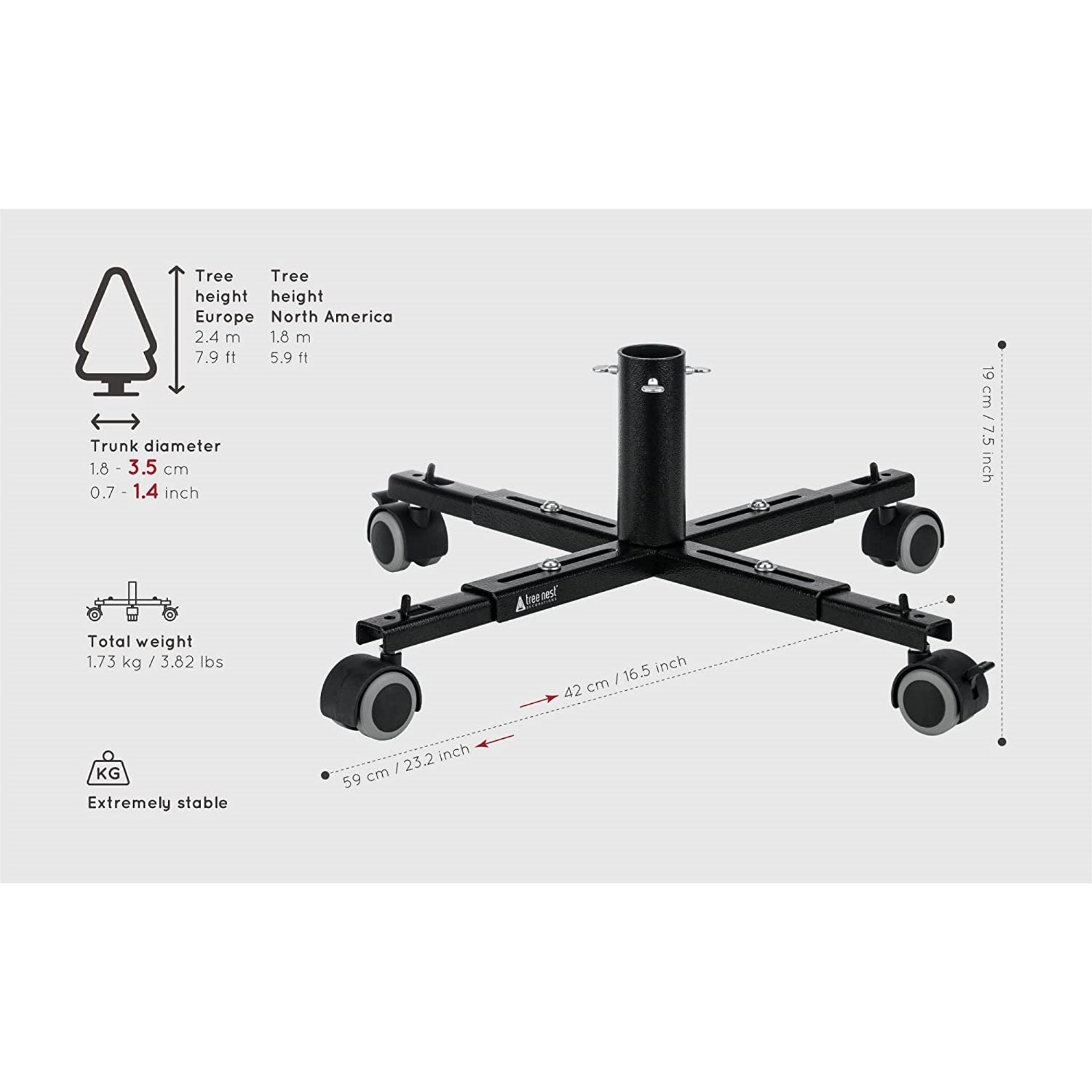 Tree Nest Movable and Adjustable Christmas Tree Stand Base Holder for Artificial Trees