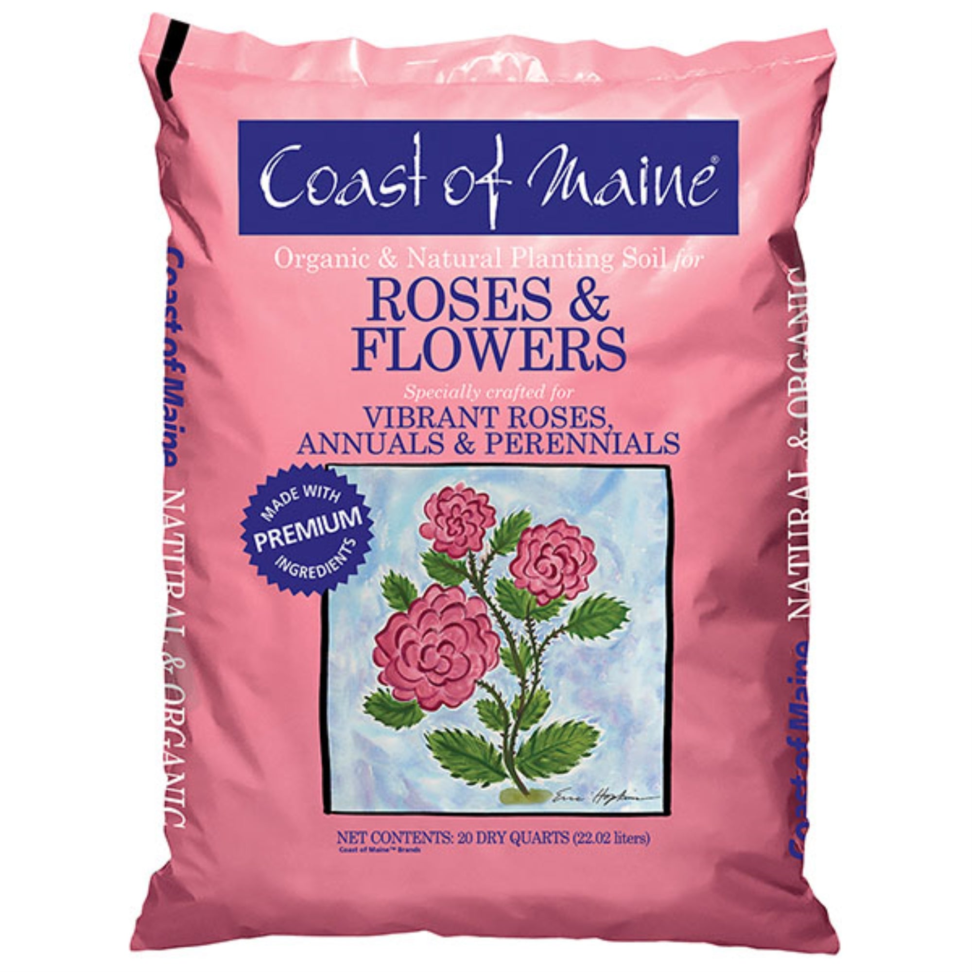 Coast of Maine Organic and Natural Planting Soil for Vibrant Roses, Annual and Perennial Flowers, 20 qt