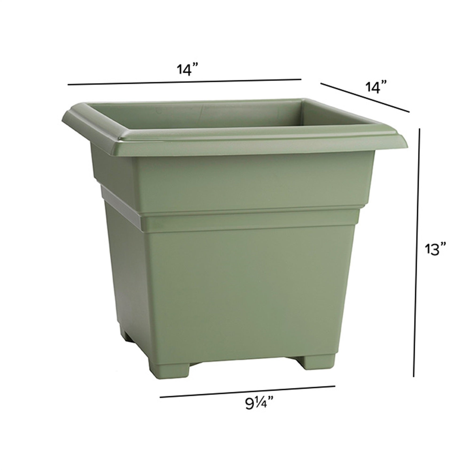 Novelty Countryside Square Tub Planter, Sage 14"