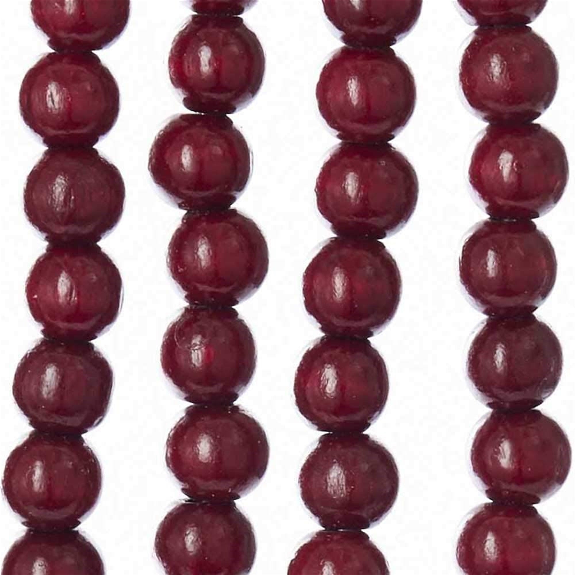 Kurt Adler Wooden Round Bead Garland, Burgundy, 9ft