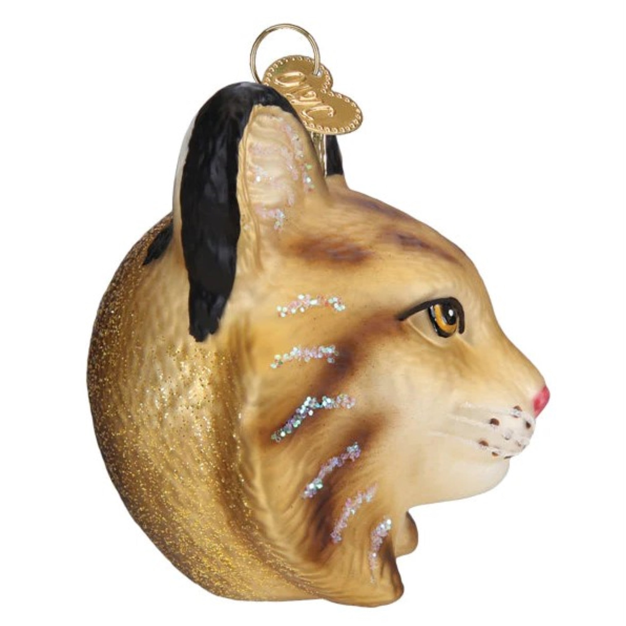 Old World Christmas Blown Glass Ornament for Christmas Tree, Bobcat Head (with OWC Gift Box)