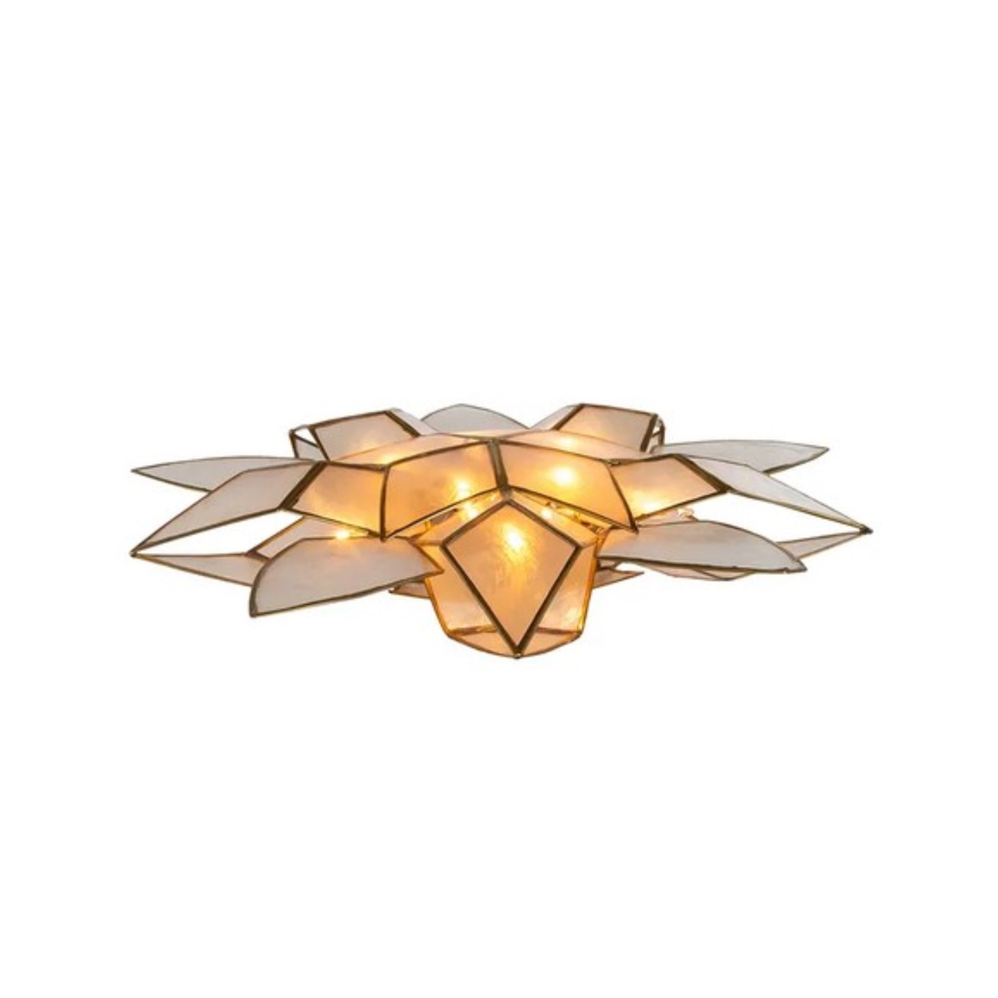 Kurt Adler 5-Point Multi-Layered, Illuminated Capiz Shell Star for Indoor Christmas Treetop, 10 Incandescent Warm White Lights, Gold, 11.75"