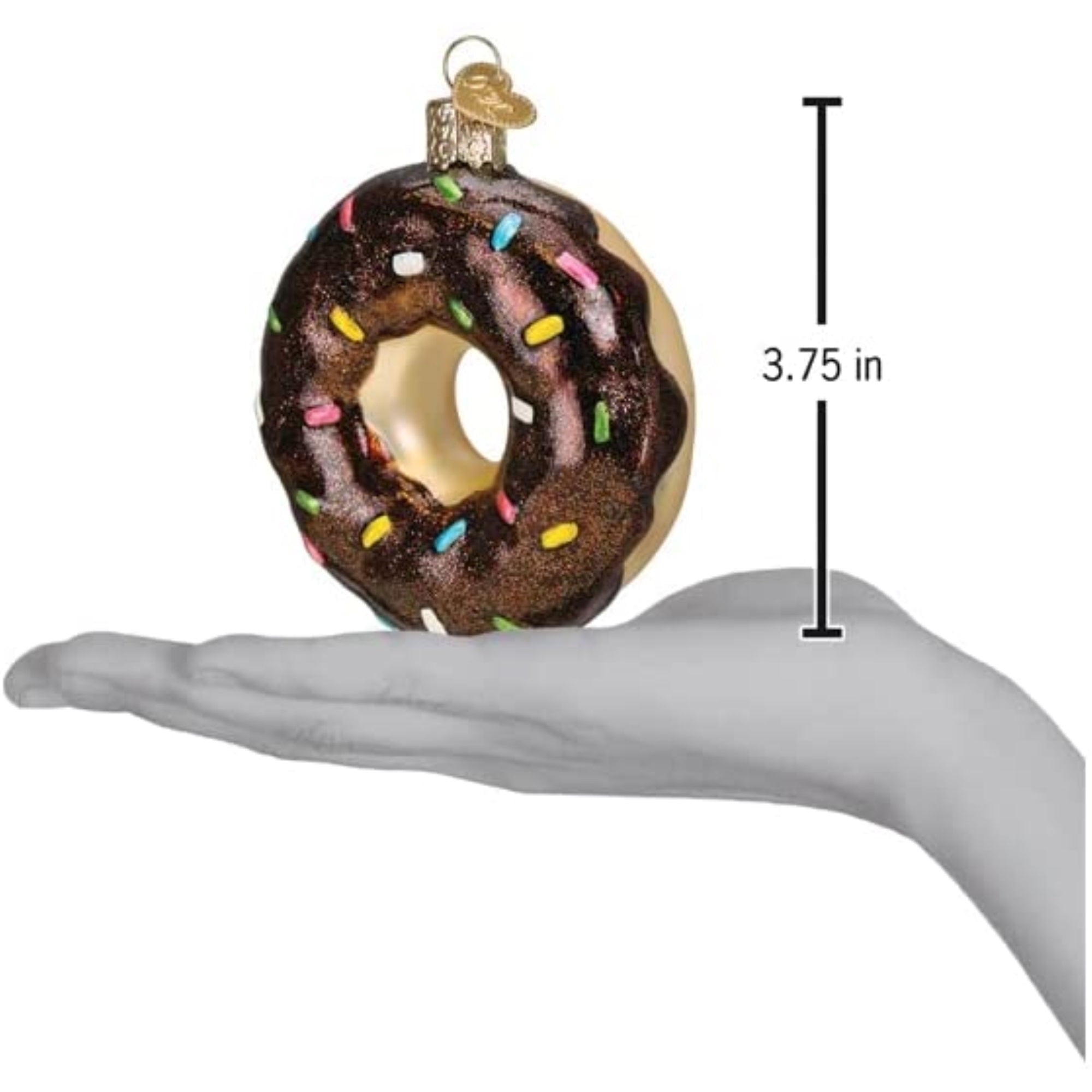 Old World Christmas Blown Glass Ornament for Christmas Tree, Chocolate Sprinkles Donut