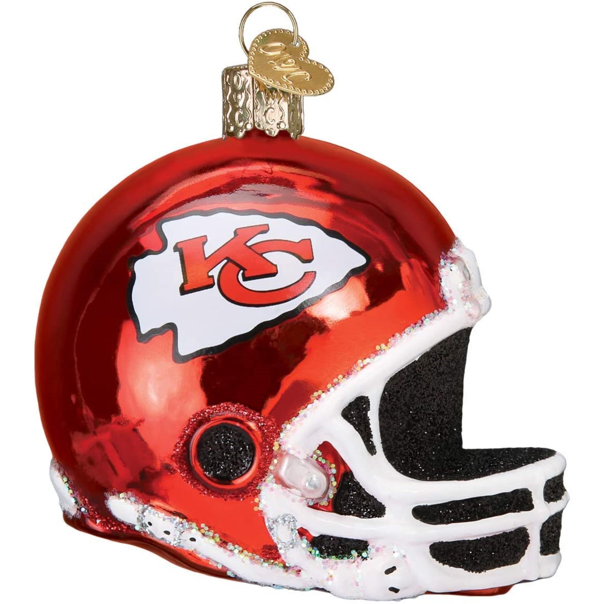 Old World Christmas Blown Glass Ornament for Christmas Tree, Kansas City Chiefs Helmet