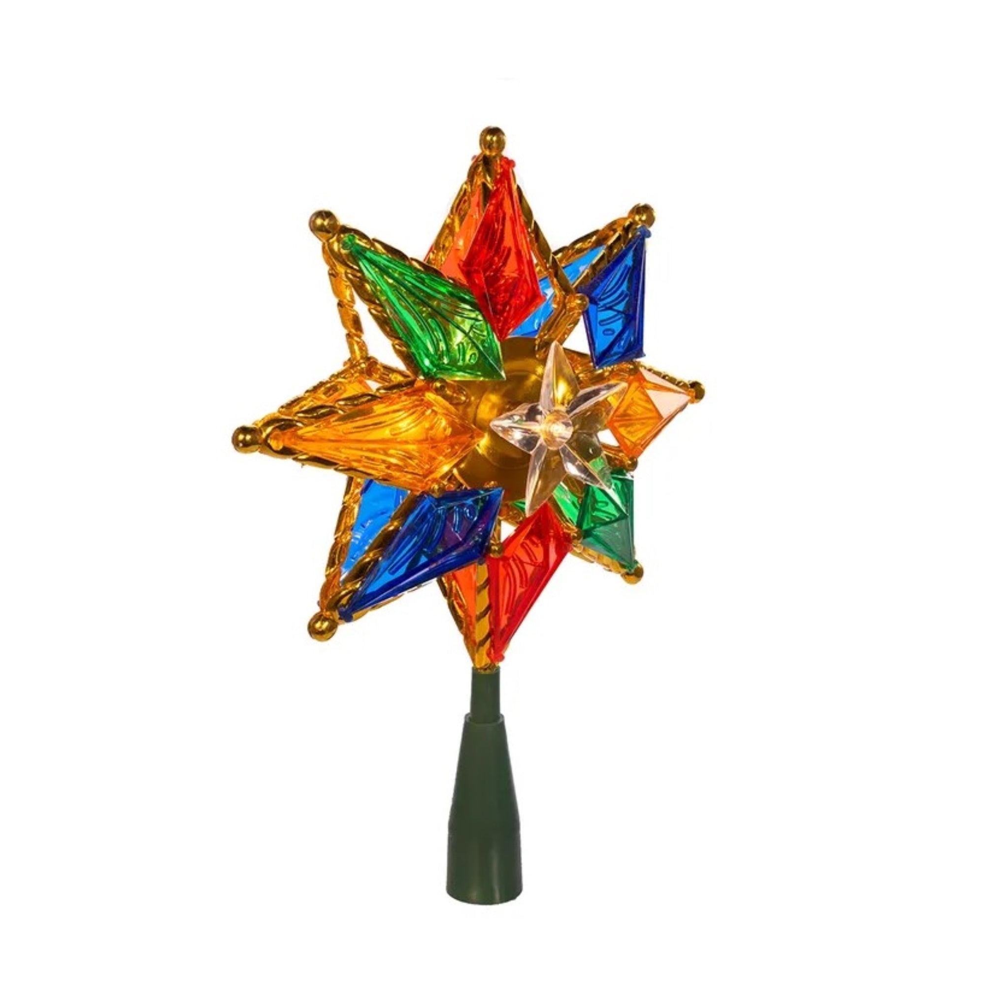 Kurt Adler UL 10-Light Multicolored Star Christmas Treetop, 8in