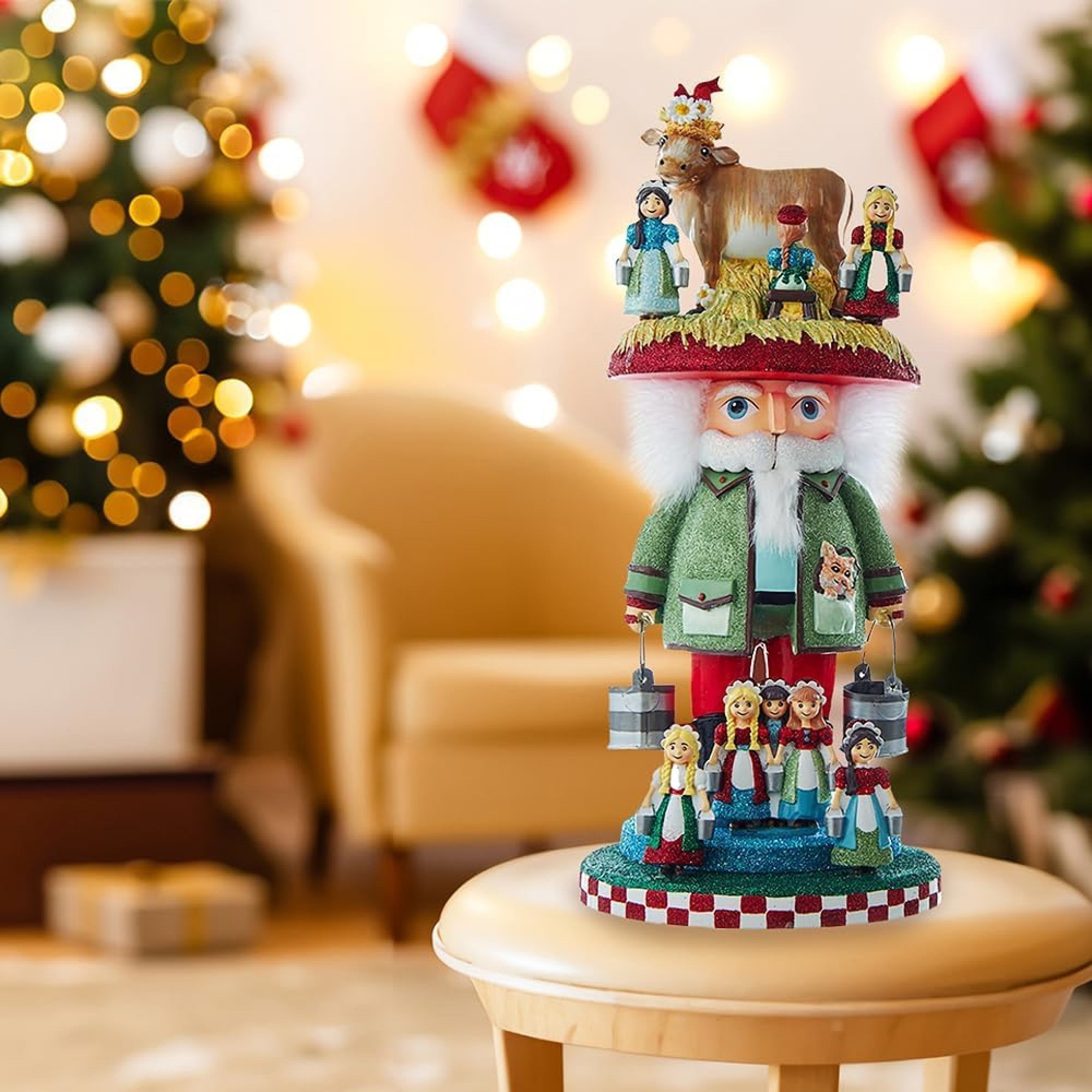 Kurt Adler Wooden Hollywood Nutcracker Collection, 8 Maids A Milking, 16.5in