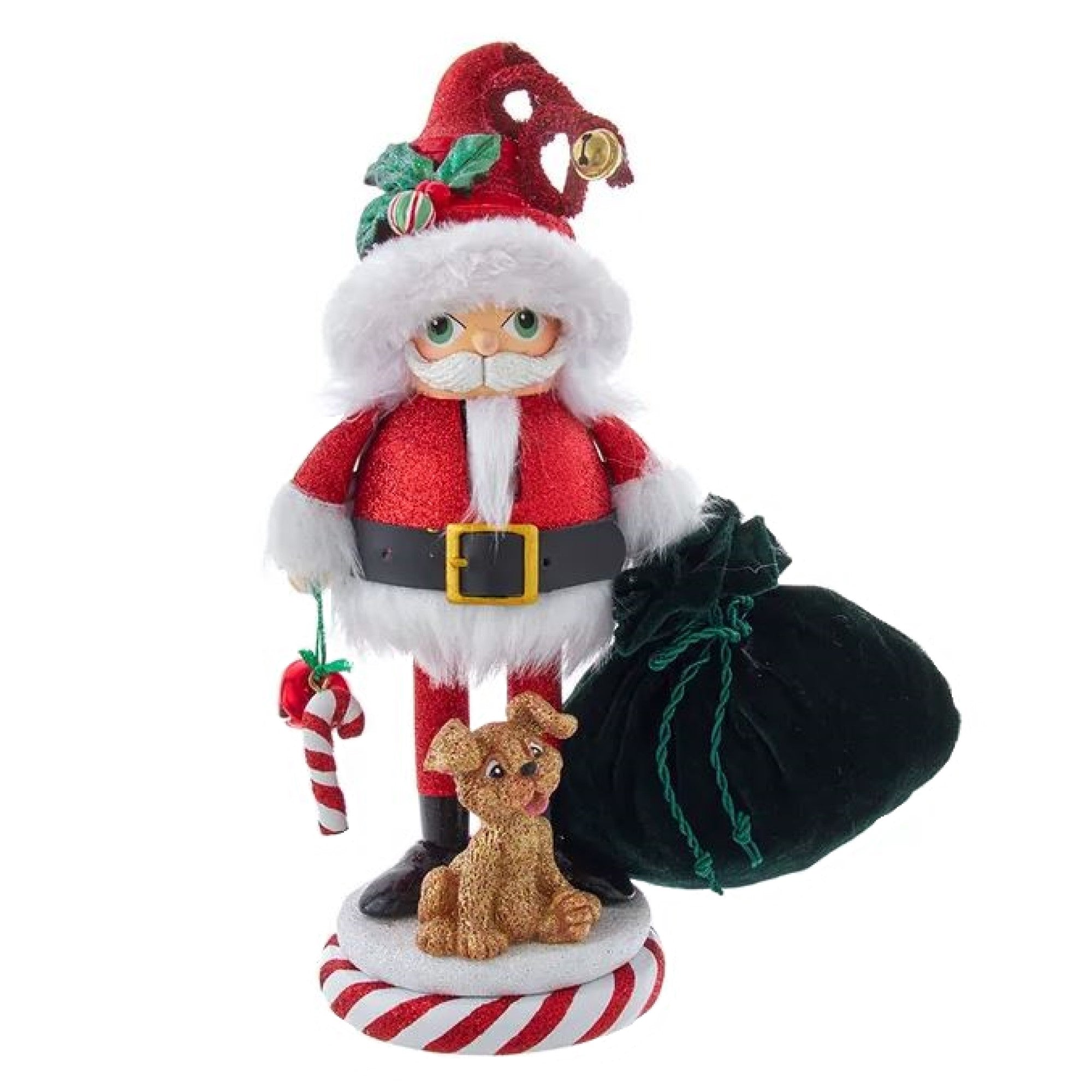 Kurt Adler Wooden Hollywood Nutcracker Collection, Chubby Santa with Puppy, 12in