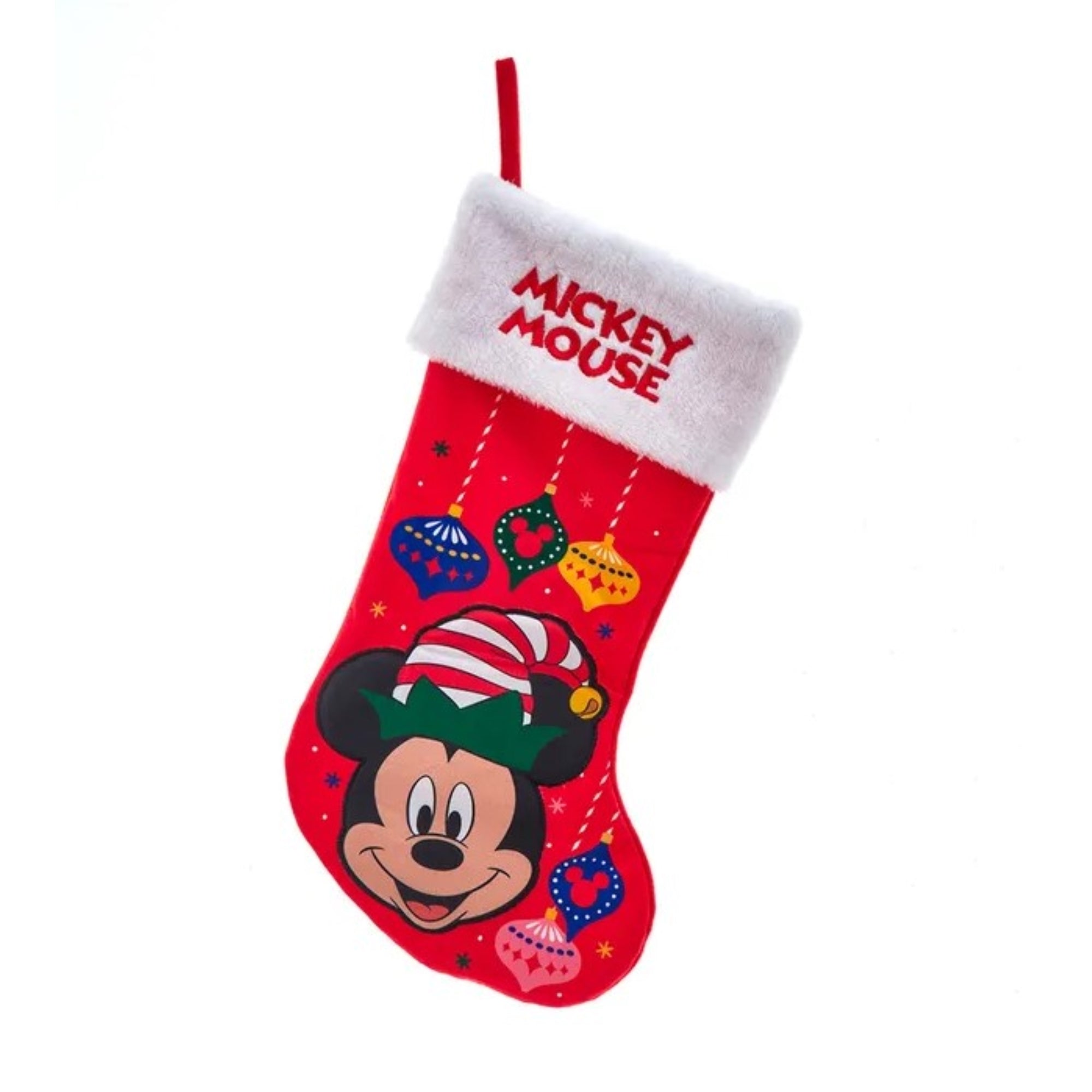 Kurt Adler Officially Licensed Disney Applique Christmas Stocking with Plush Collar, Mickey Mouse, 19"