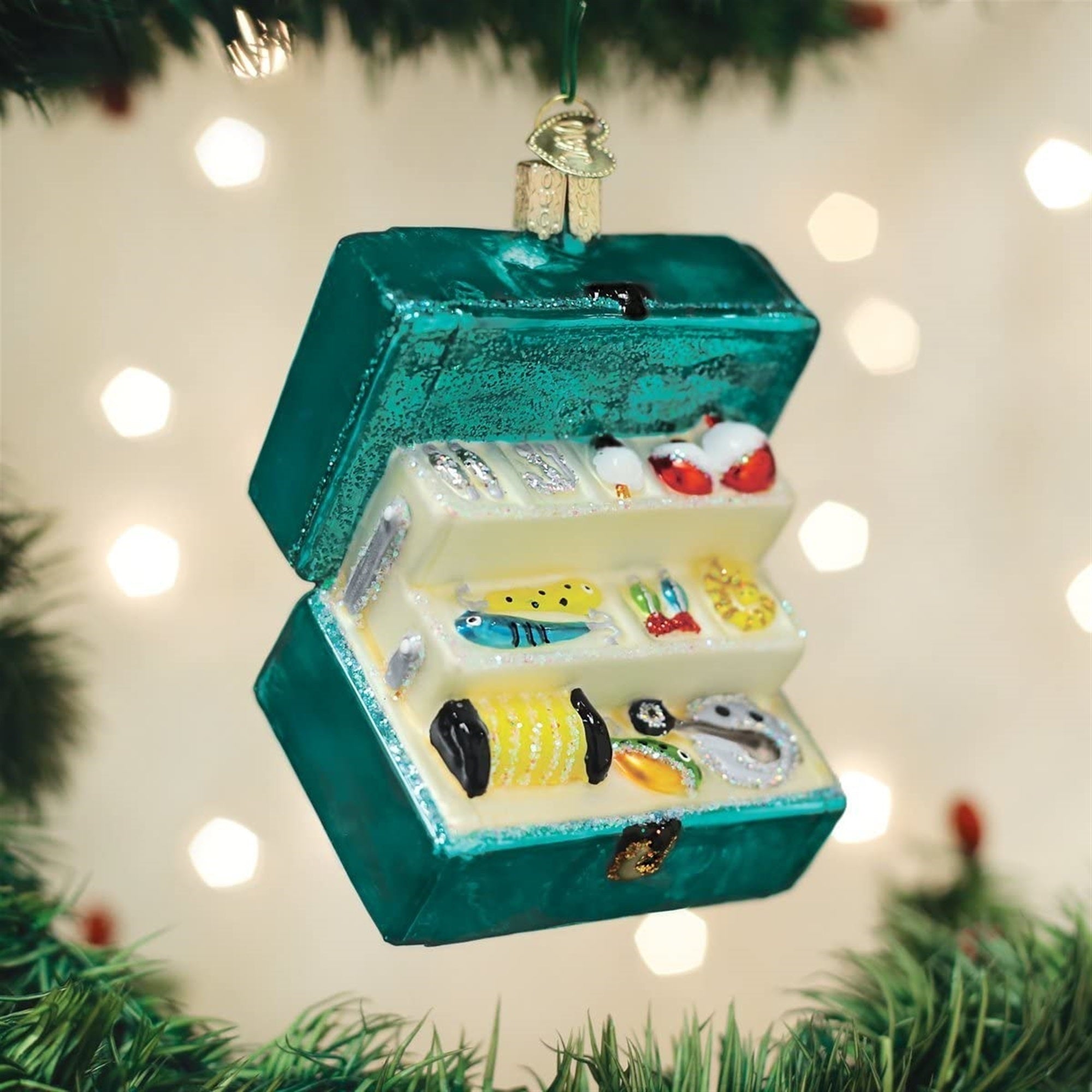 Old World Christmas Blown Glass Ornament for Christmas Tree, Tackle Box