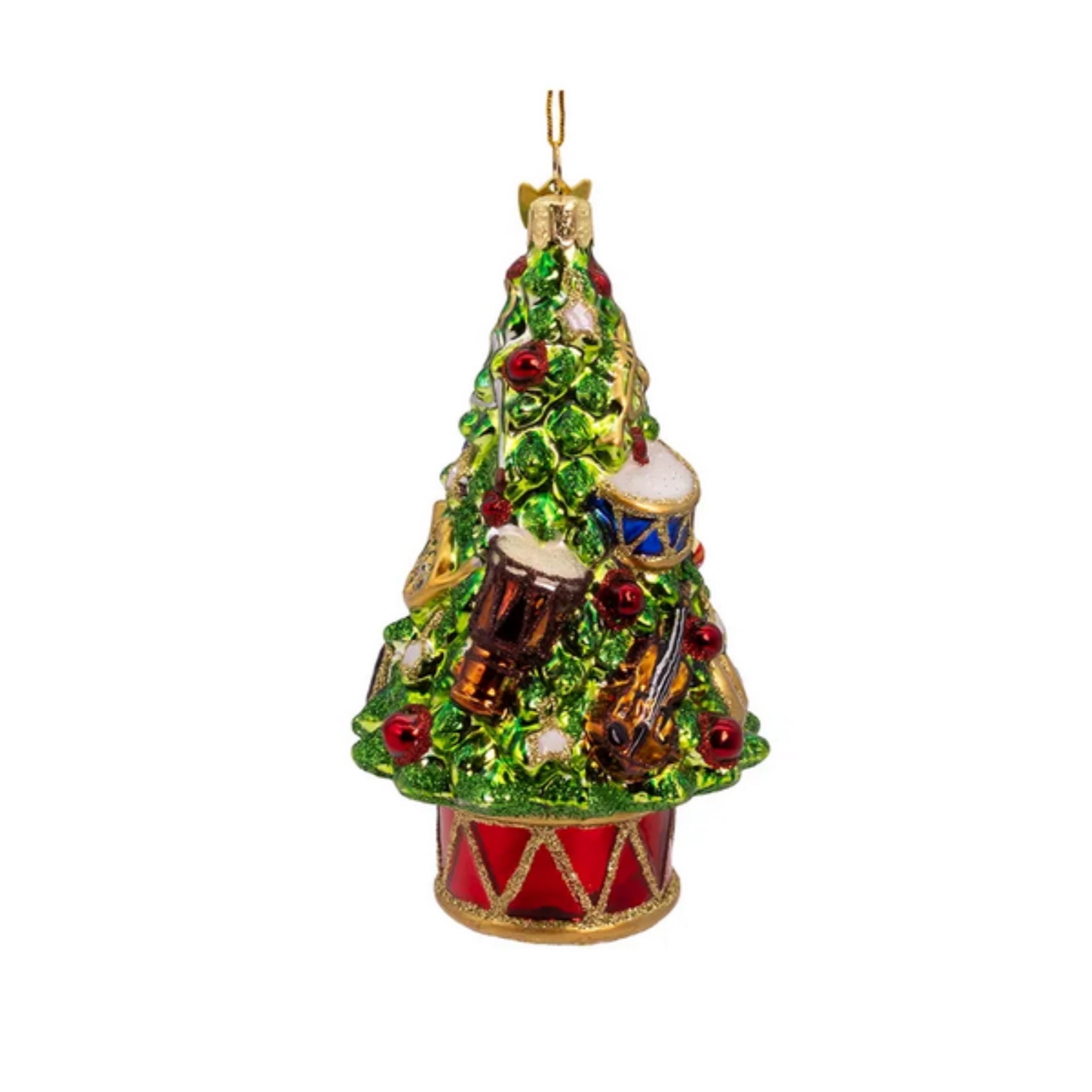 Kurt Adler Nobel Gems Glass Ornament, Christmas Tree with Musical Instruments