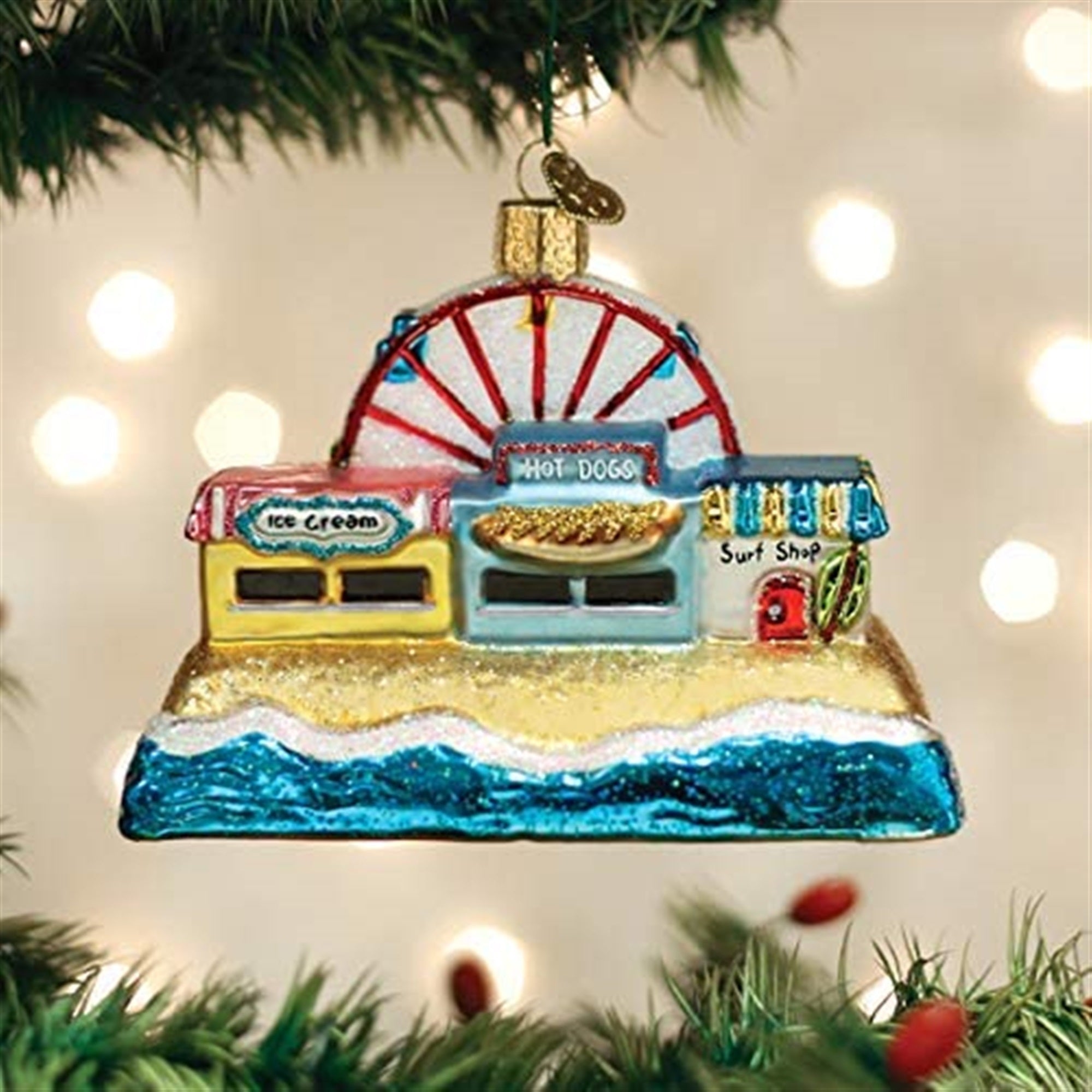 Old World Christmas Blown Glass Ornament for Christmas Tree, Beachscape