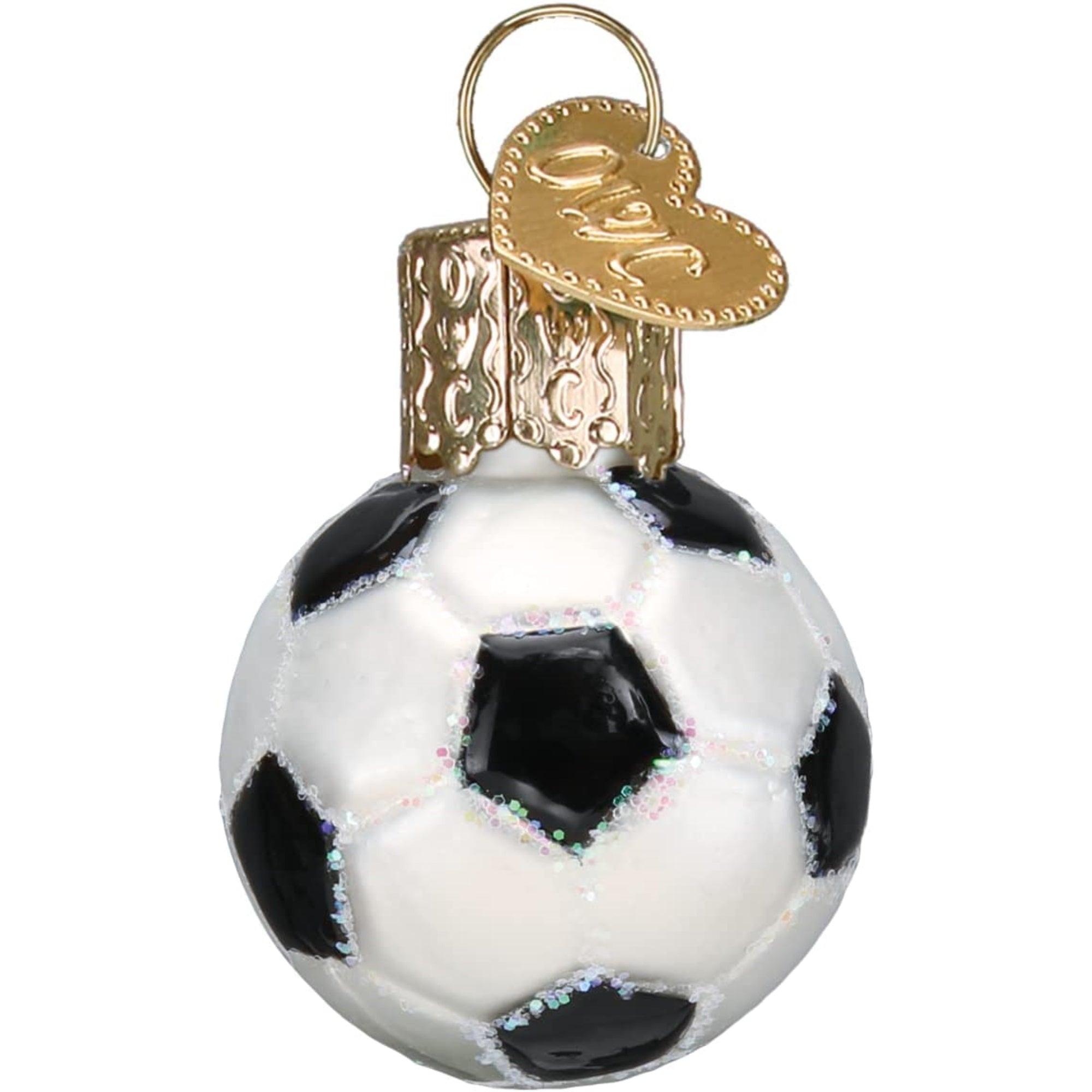 Old World Christmas Blown Glass Mini Ornament for Christmas Tree, Soccer Ball