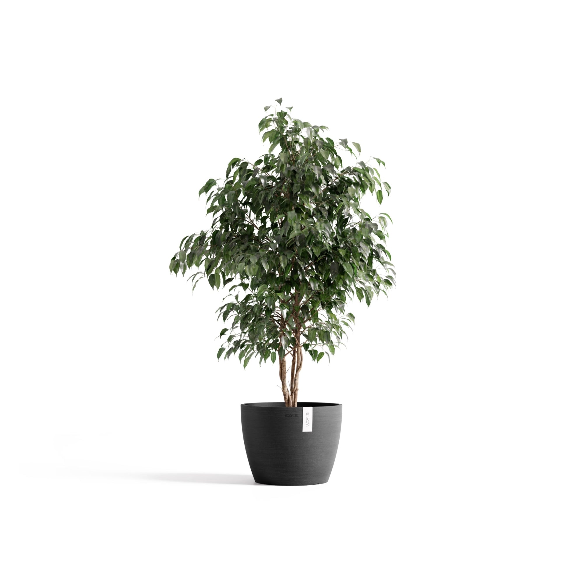 EcoPots Stockholm Durable Indoor/Outdoor Modern Round Recycled Plastic Planter Flower Pot