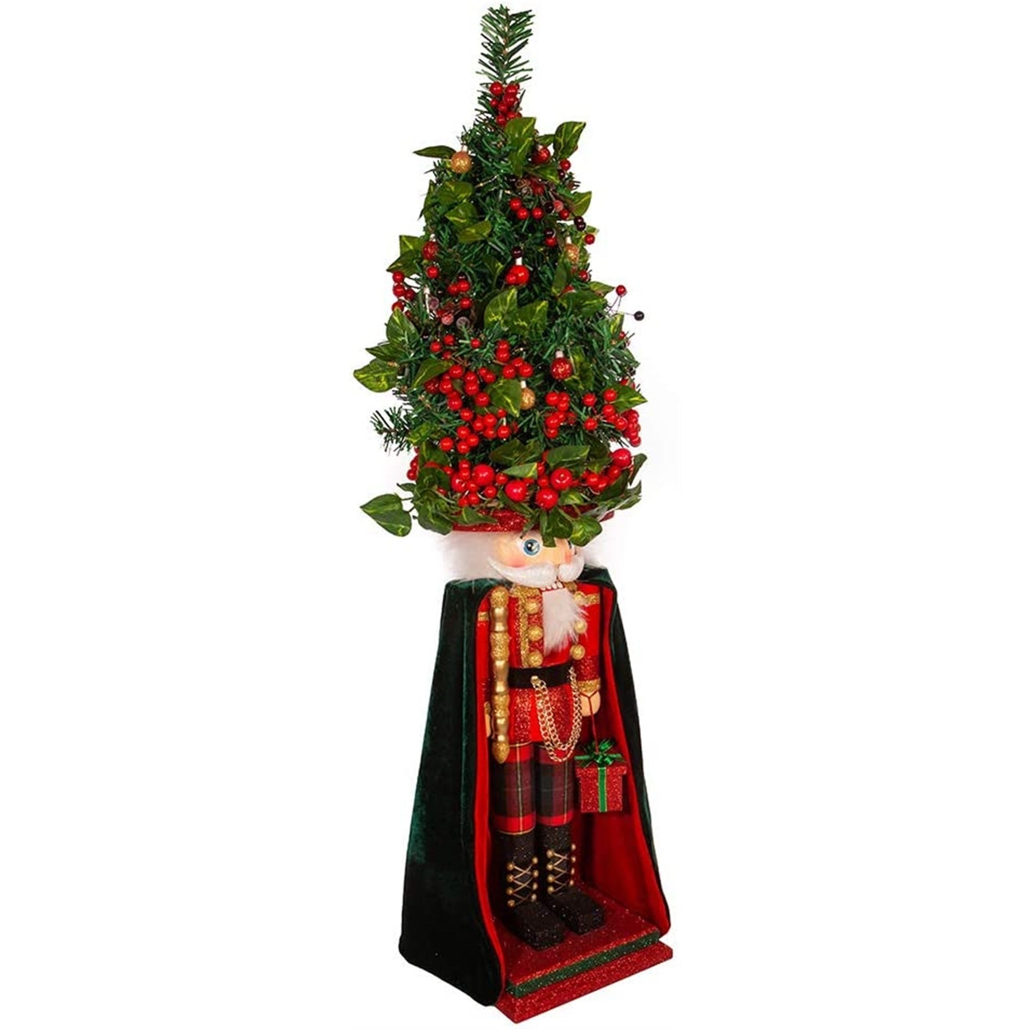 Kurt Adler (#HA0584) LED Glowing Plaid Christmas Tree Nutcracker, 36"