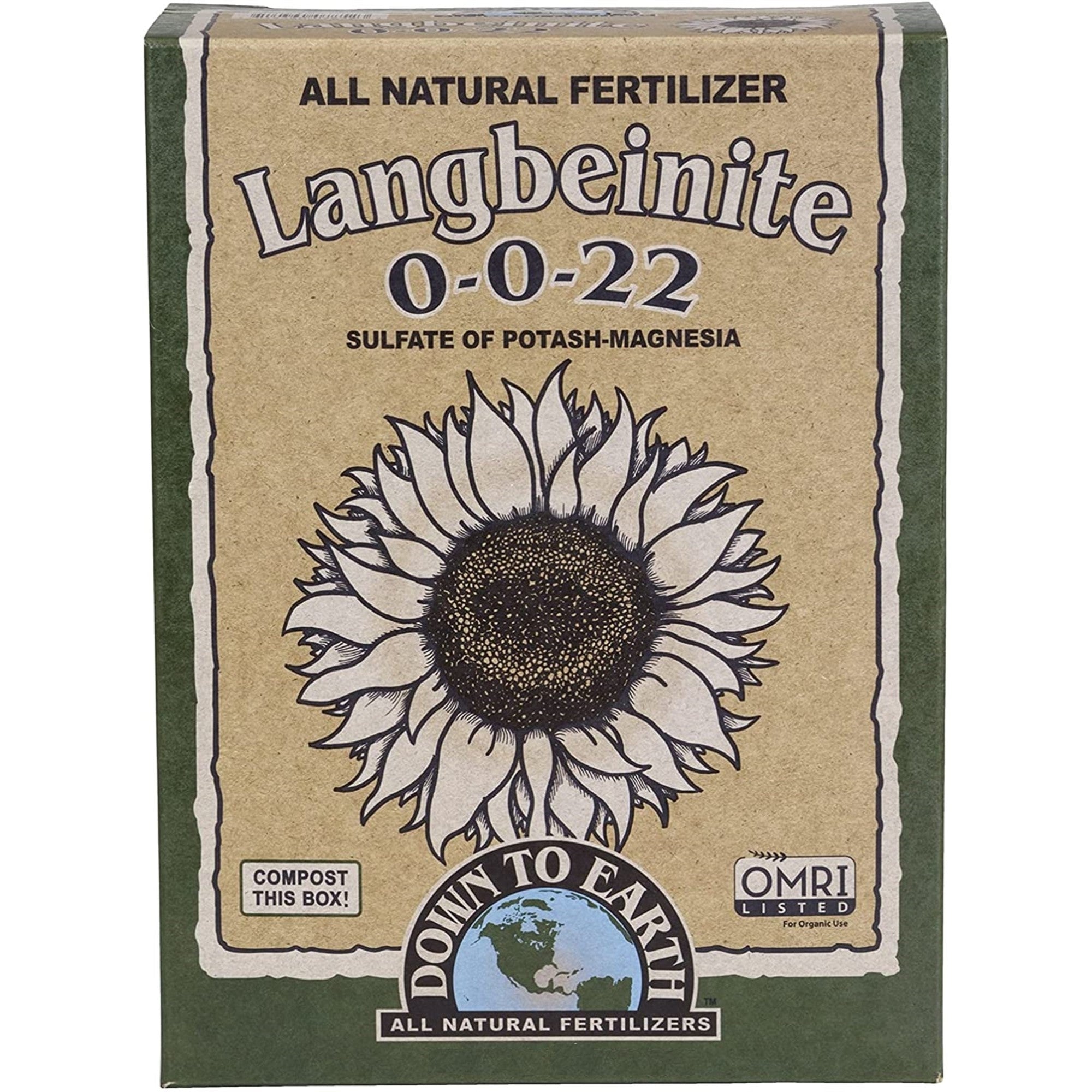 Down To Earth Organic Langbeinite Fertilizer Mix 0-0-22