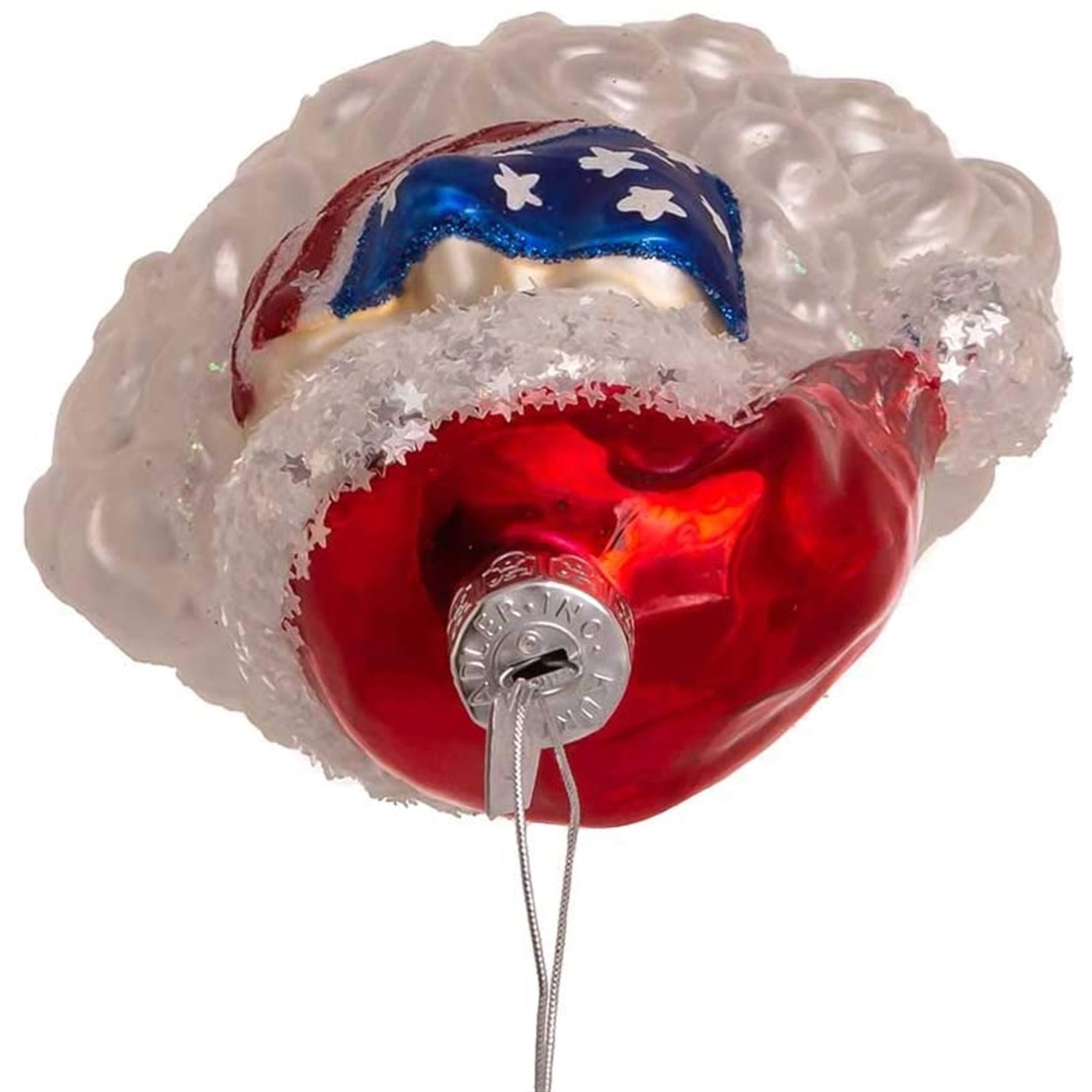 Kurt Adler Glass Ornament for Christmas Tree, Santa with USA Mask