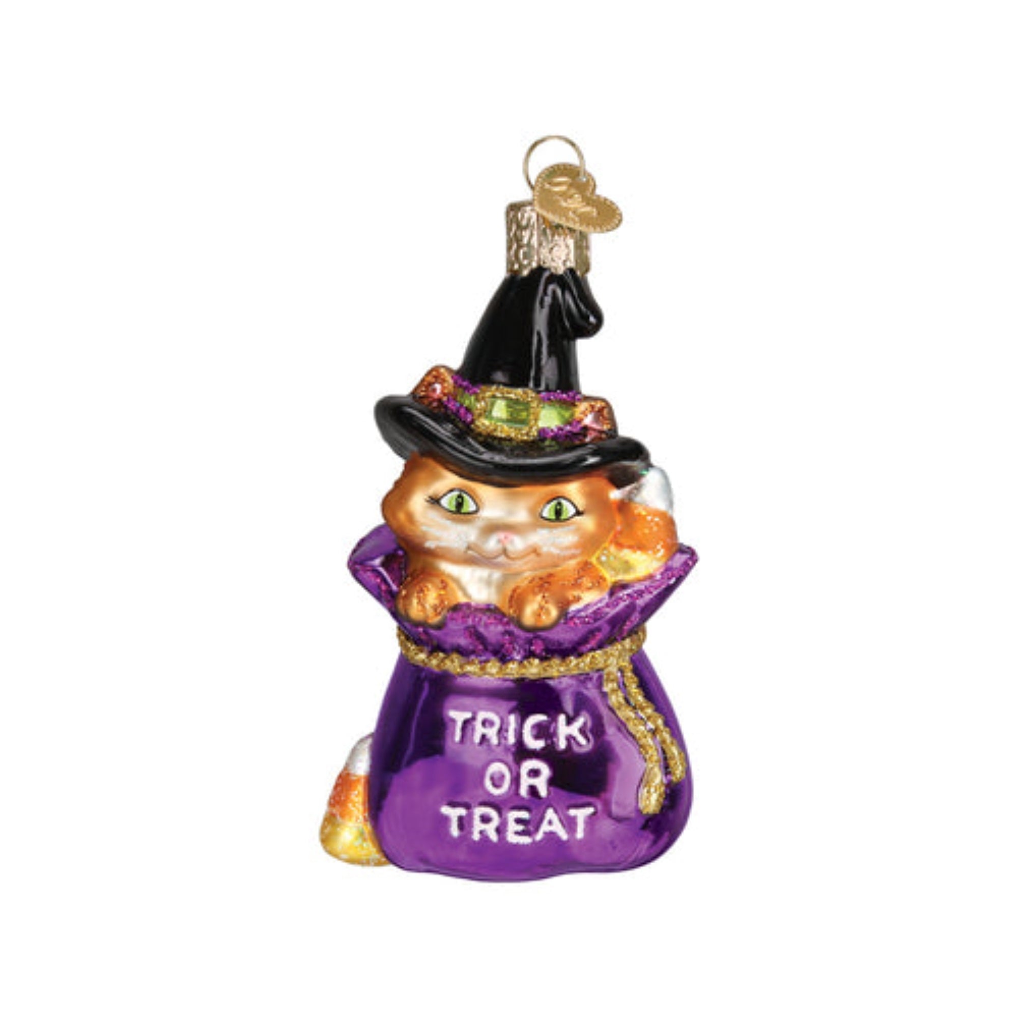 Old World Christmas Trick-Or-Treat Kitty Blown Glass Holiday Ornament For Tree