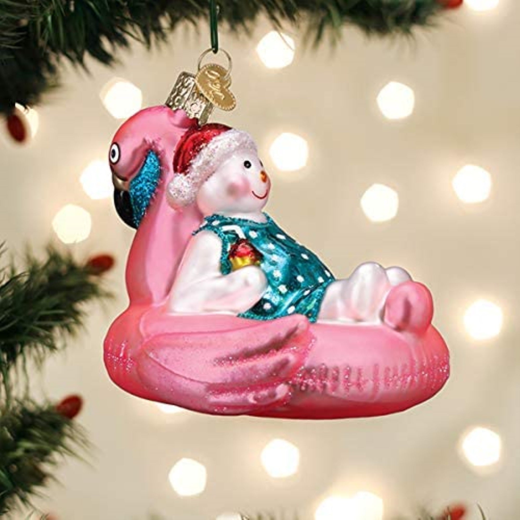 Old World Christmas Blown Glass Ornament for Christmas Tree, Pool Float Snowman