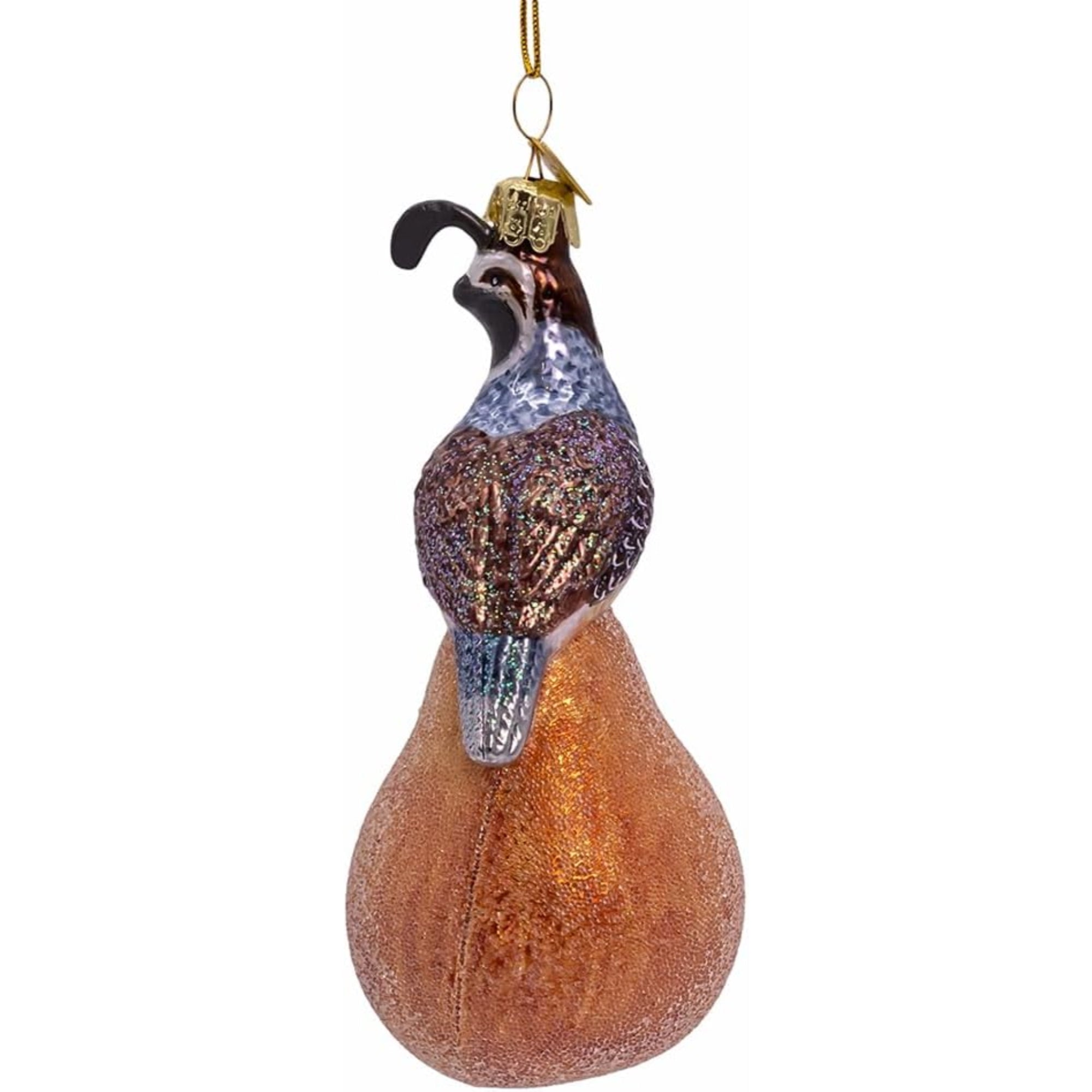 Kurt Adler Nobel Gems Collection Glass Christmas Ornament, Partridge in a Pear Tree