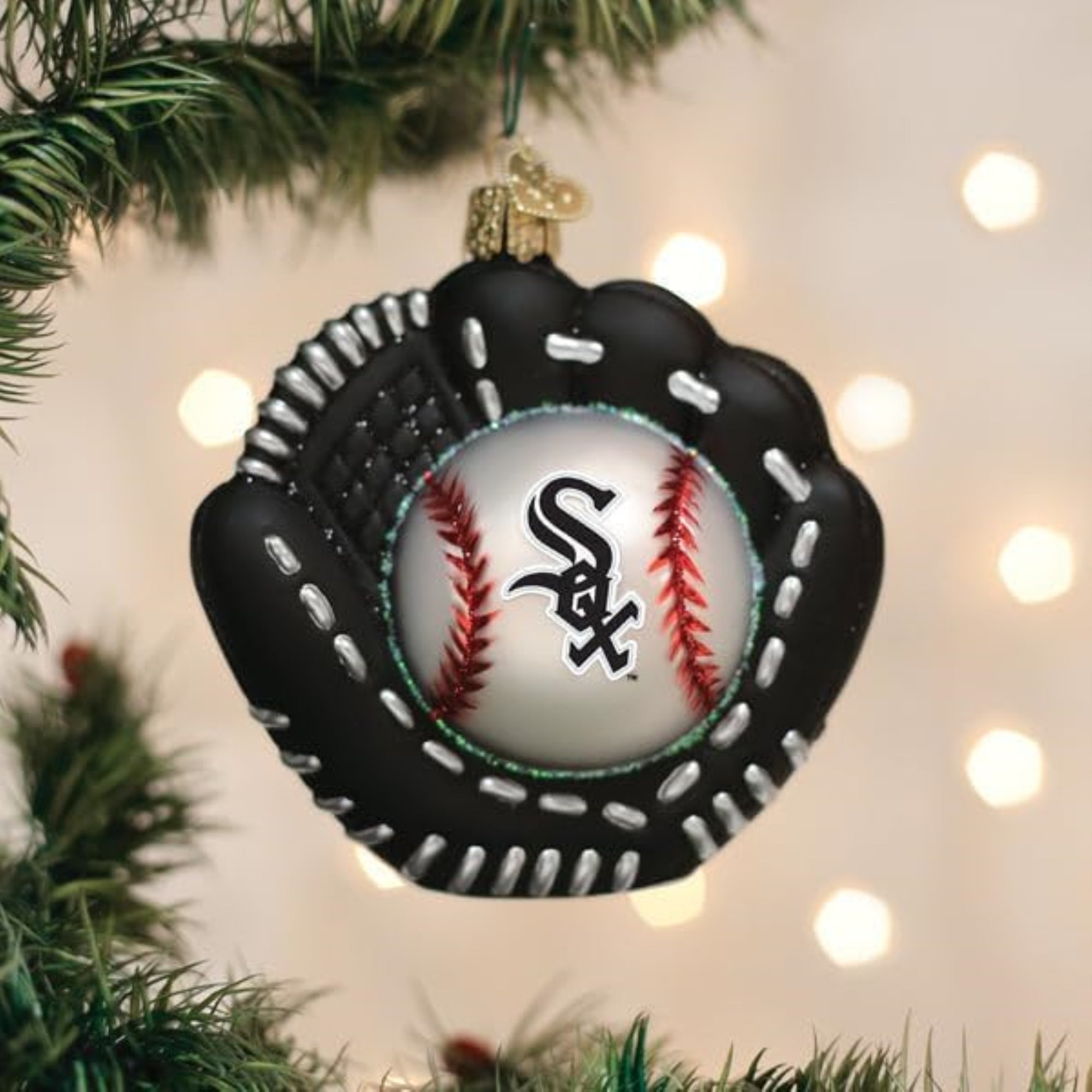 Old World Christmas Blown Glass Ornament for Christmas Tree, Chicago White Sox Baseball Mitt (with OWC Gift Box)