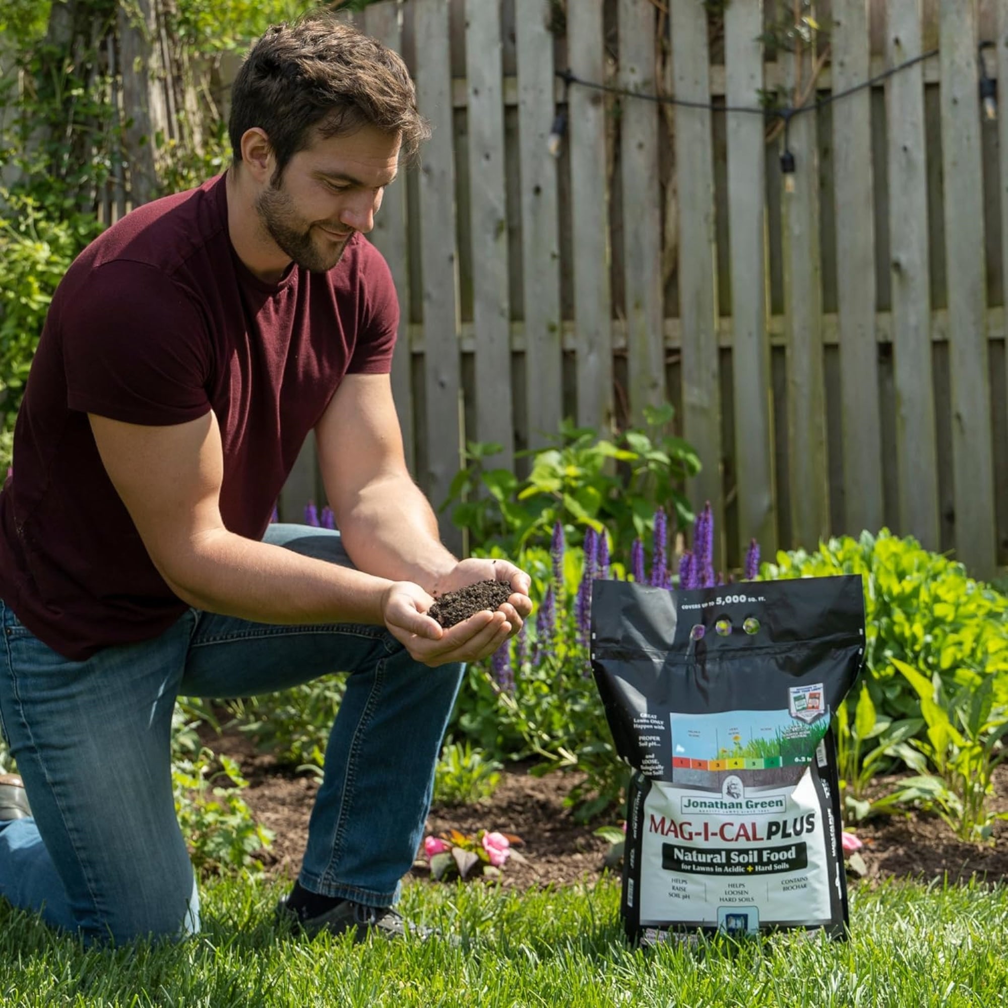 Jonathan Green MAG-I-CAL PLUS Soil Food for Lawns in Acidic + Hard Soils, 5M (Covers up to 5000 sq ft) 18lb