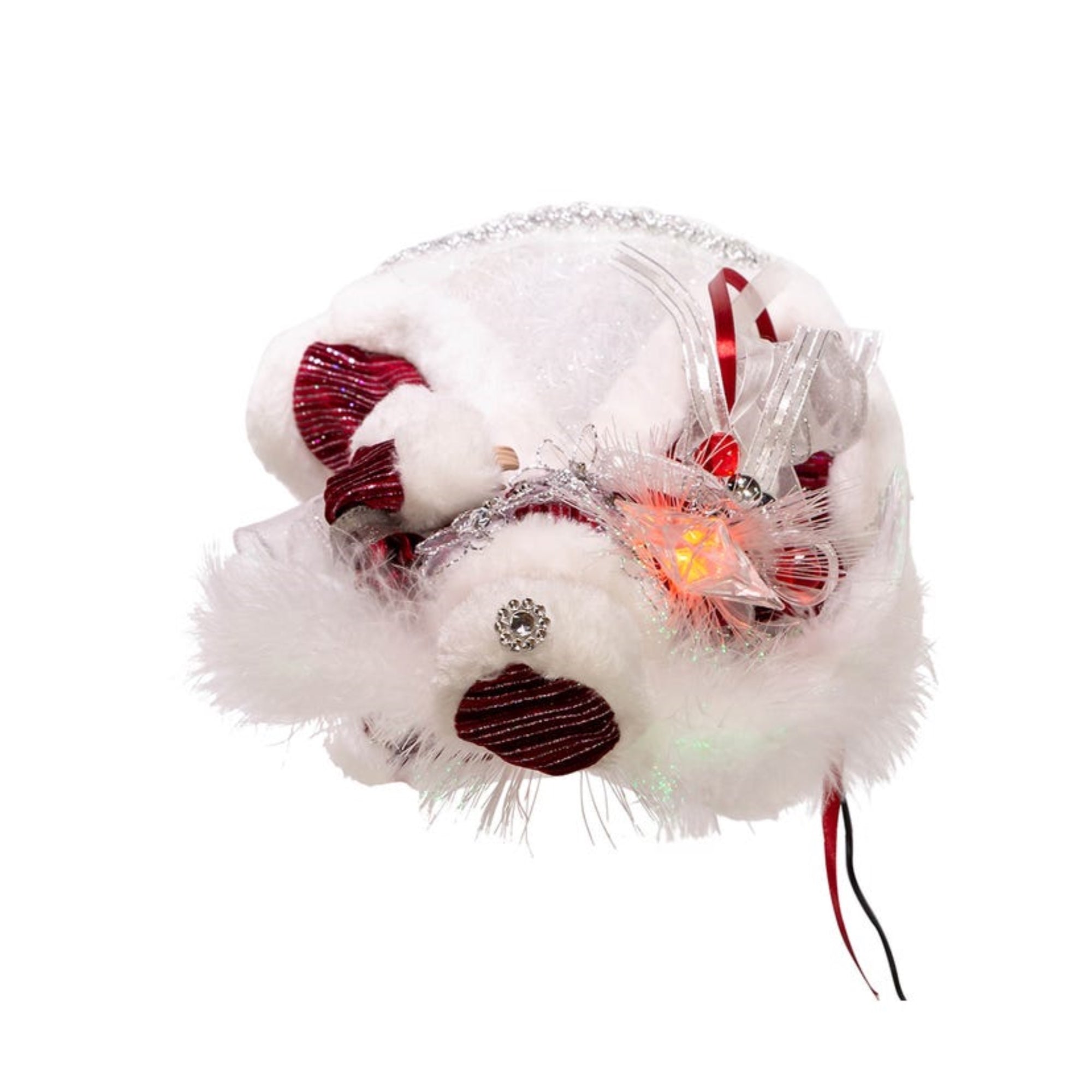 Kurt Adler 7-Light Color Changing Fiber-Optic LED Angel Treetop, Silver and Burgundy, 12"