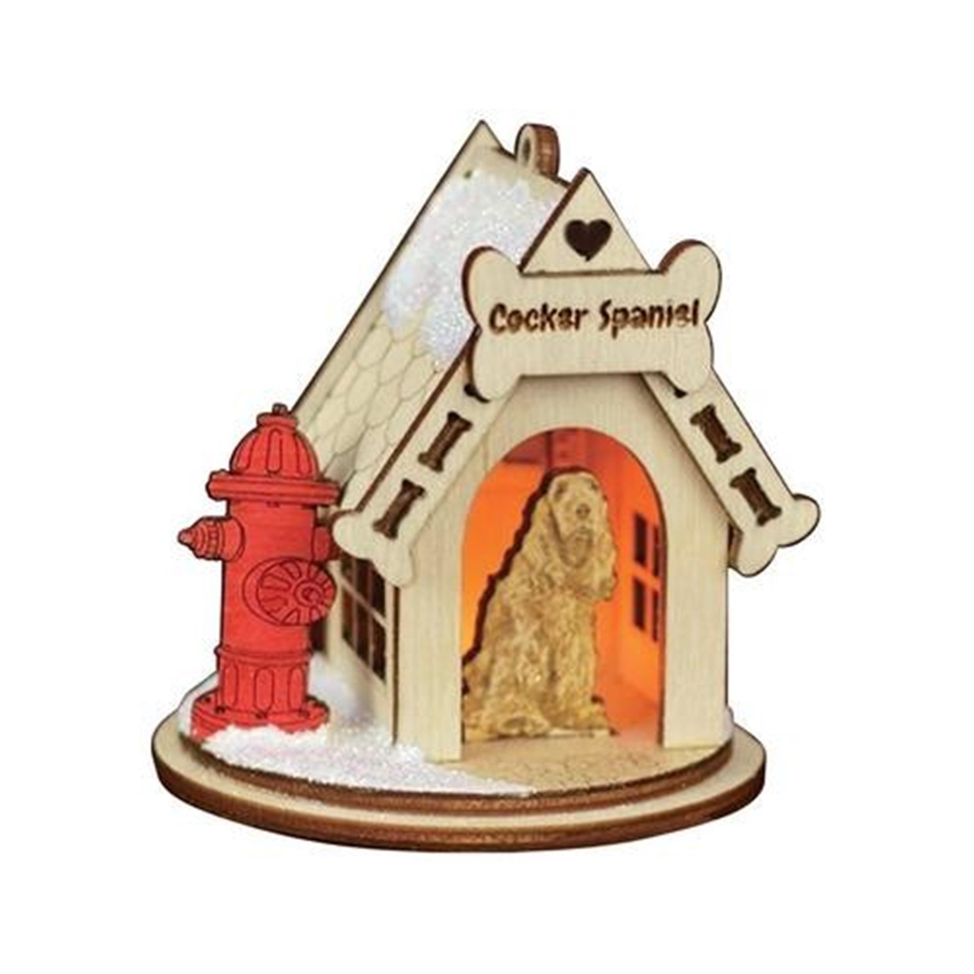 Old World Christmas Ginger Cottages Wooden Ornament for Christmas Tree, Cocker Spaniel Doghouse