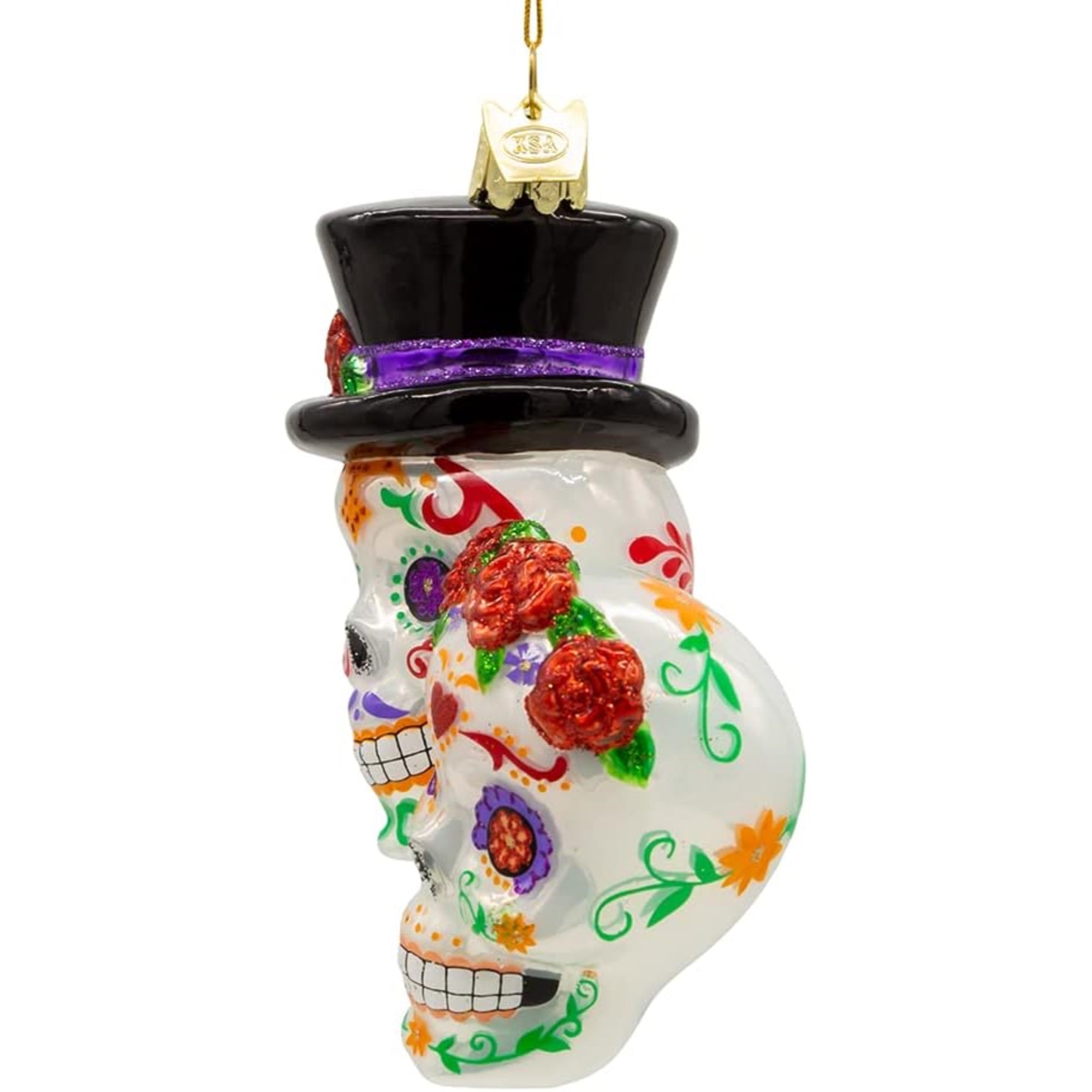 Kurt Adler Nobel Gems Collection Glass Christmas Ornament, Day of The Dead Couple