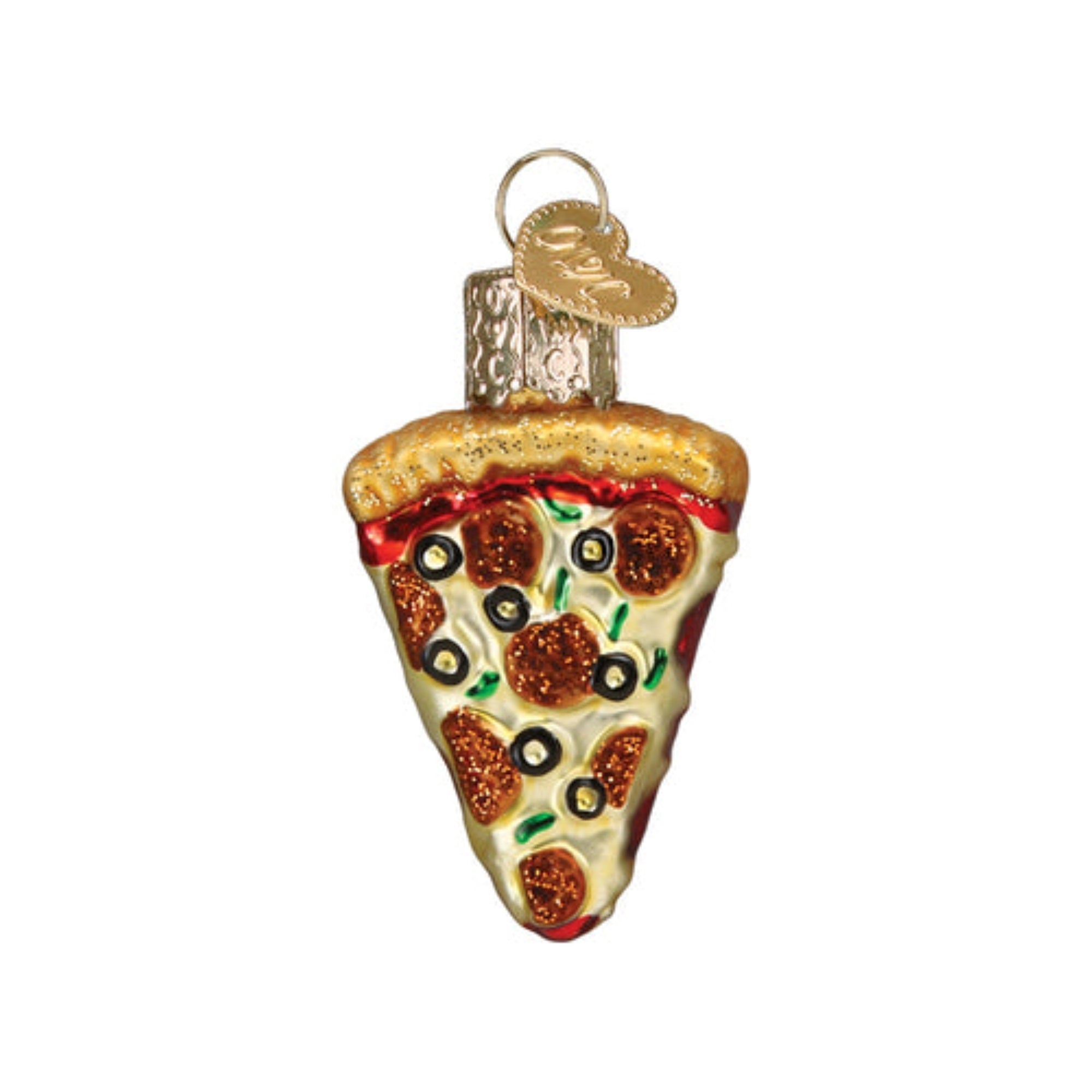 Old World Christmas Blown Glass Mini Ornament for Christmas Tree, Pizza Slice