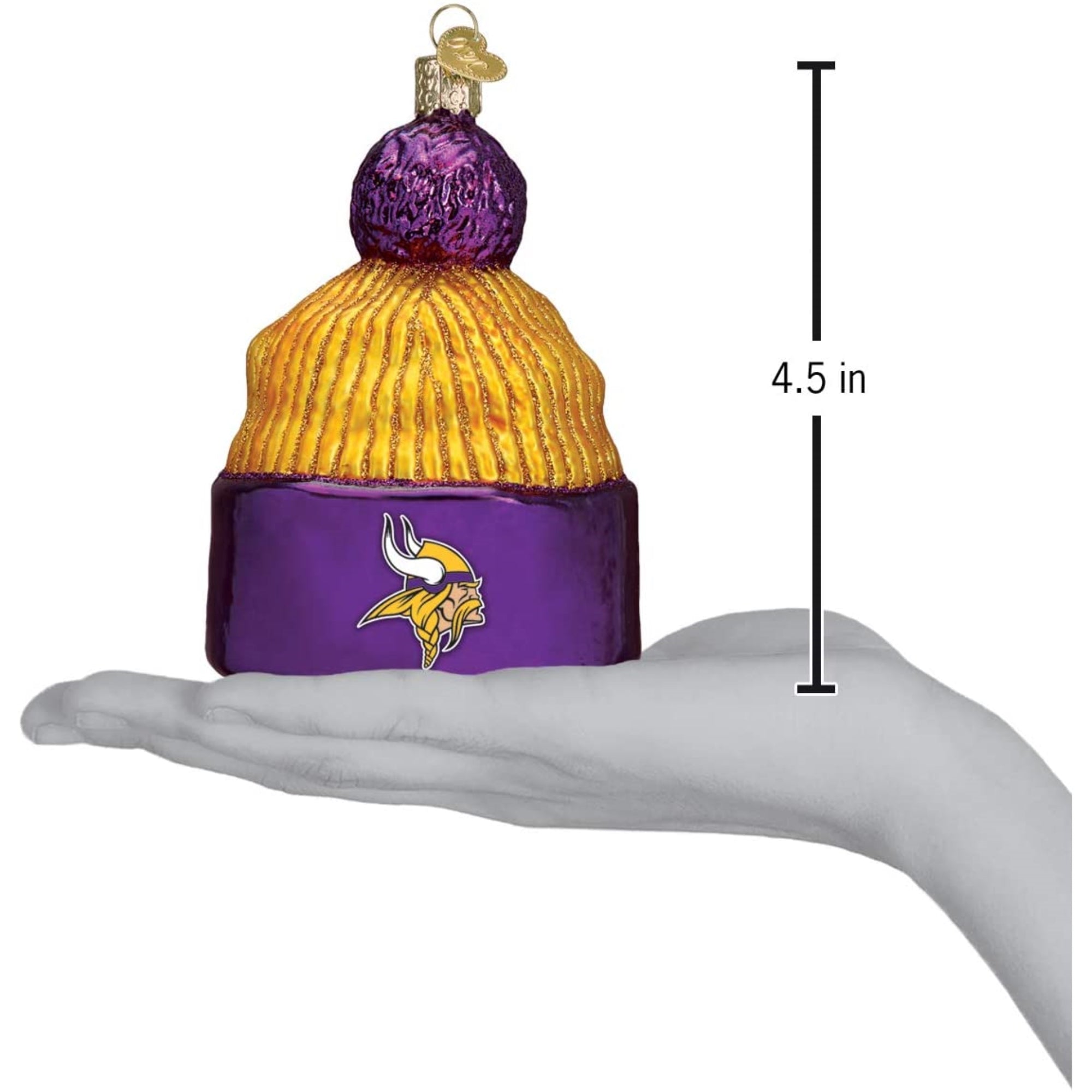 Old World Christmas Blown Glass Ornament for Christmas Tree, Minnesota Vikings Beanie