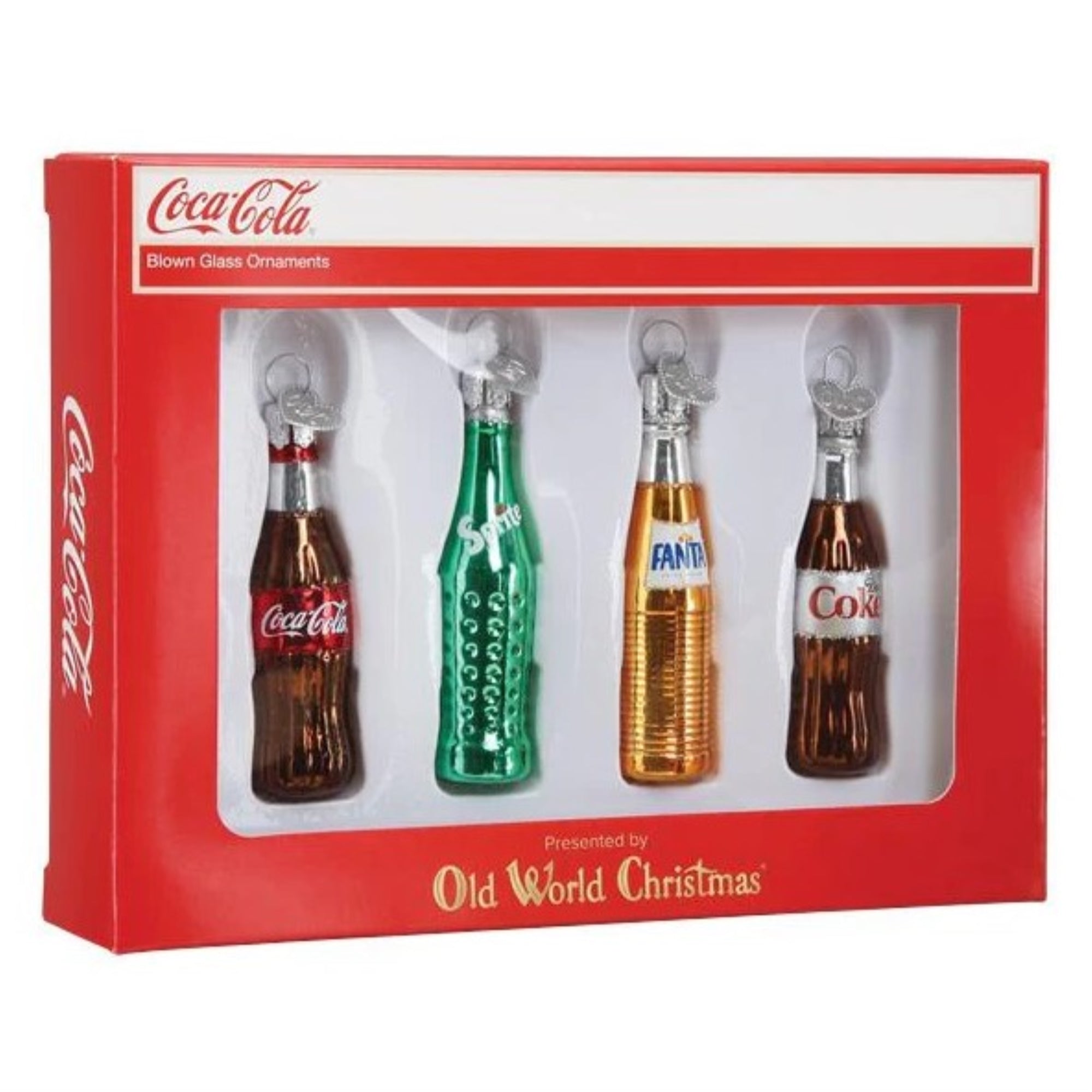 Old World Christmas Blown Glass Ornament for Christmas Tree, Coca-Cola Mini Beverage Set