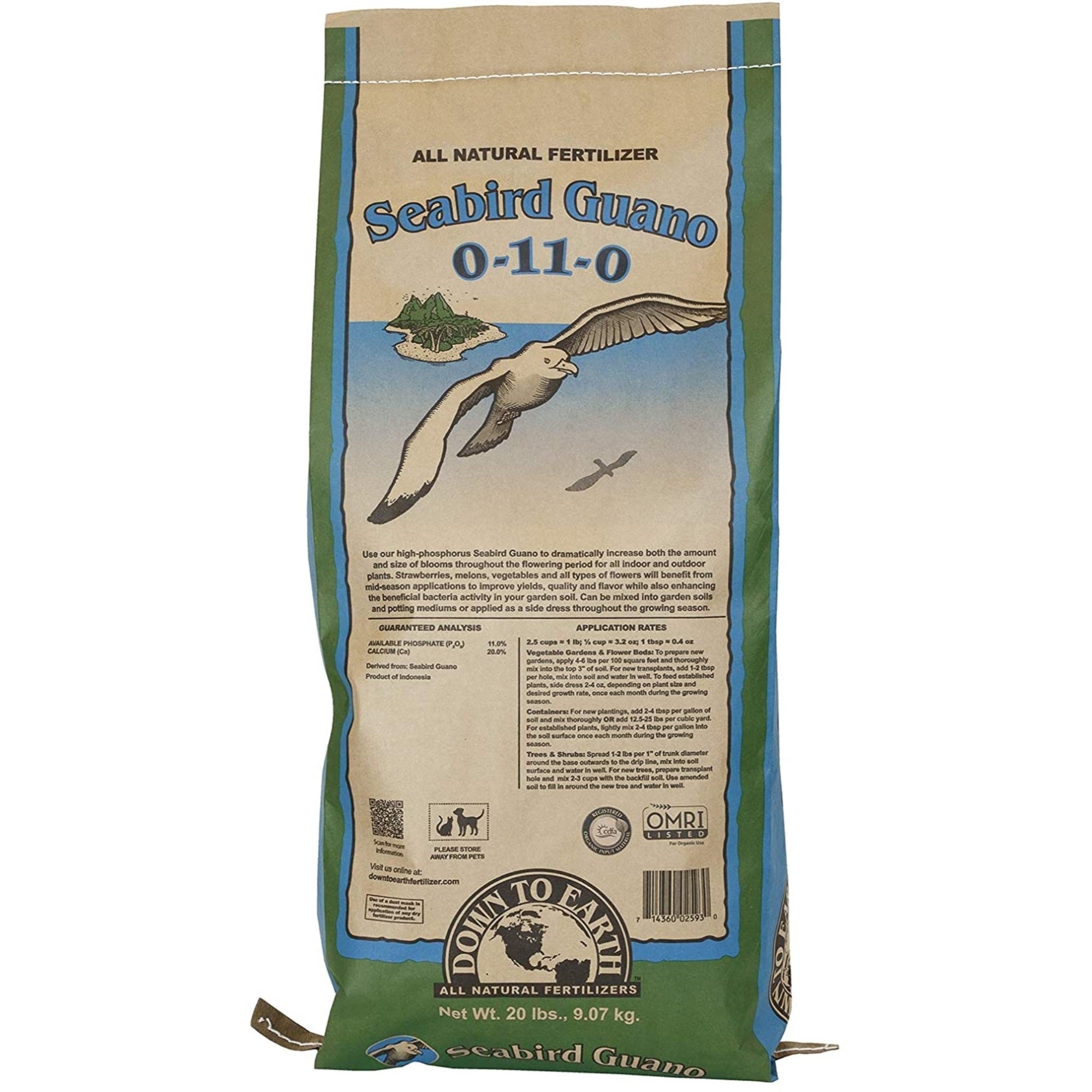 Down To Earth All Natural Seabird Guano Fertilizer Mix 0-11-0