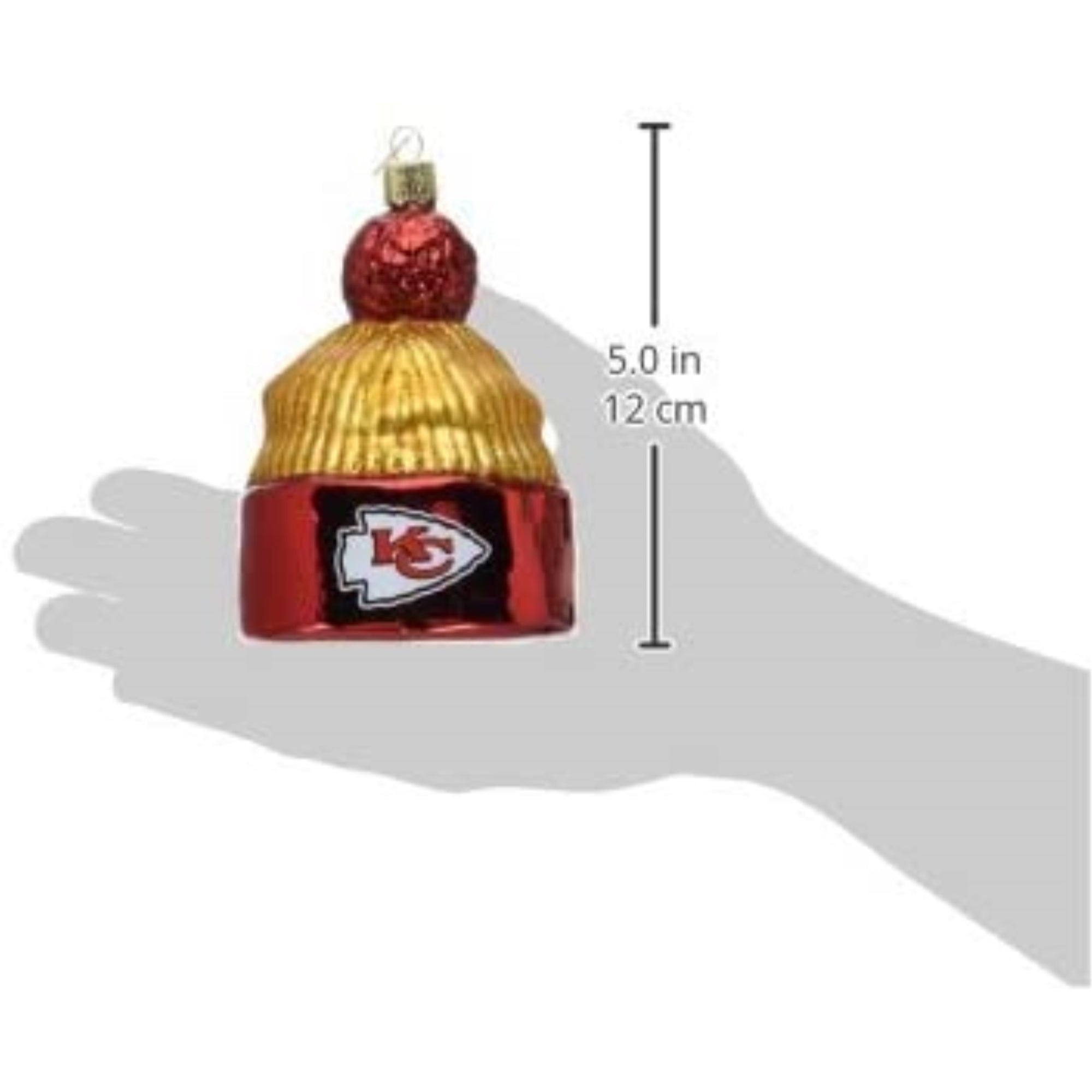 Old World Christmas Blown Glass Ornament for Christmas Tree, Kansas City Chiefs Beanie