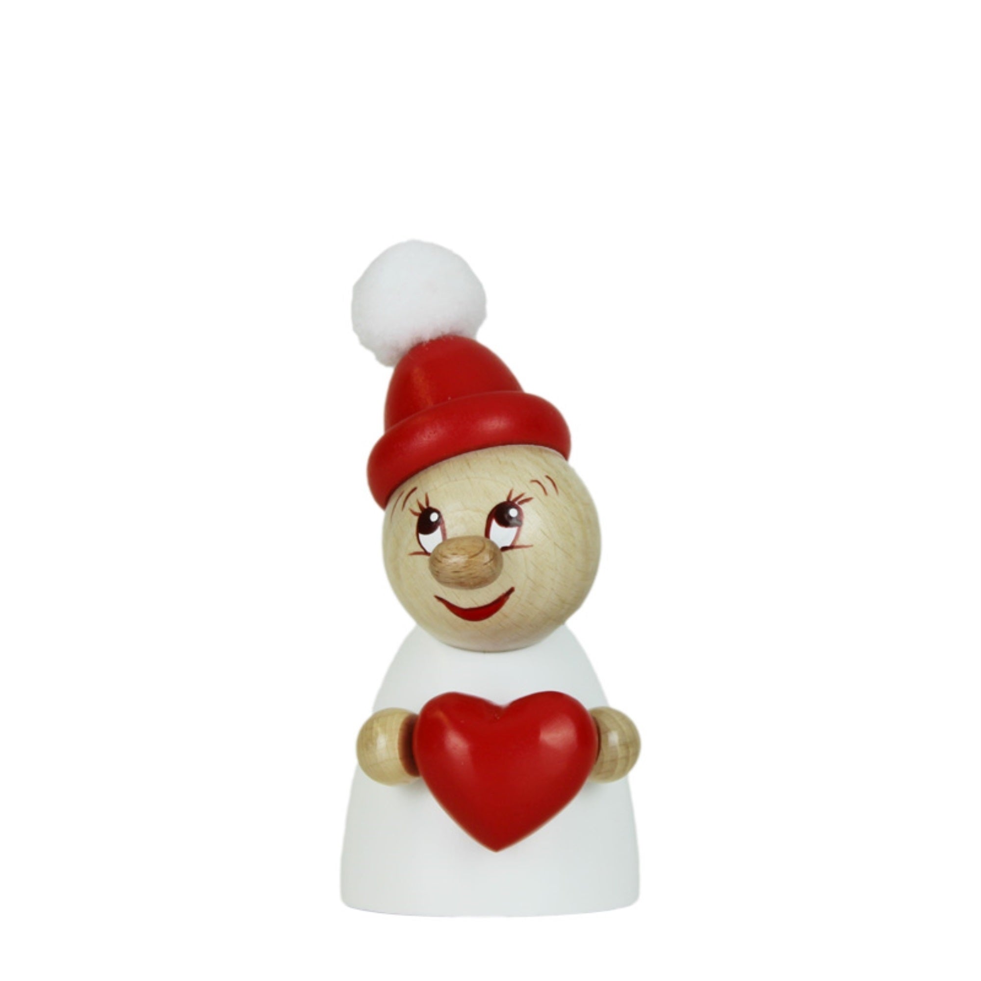 Steinbach Wooden Clumsy Mini Collection, Valentine with Red Heart and Wooden Beanie, Big Bobble