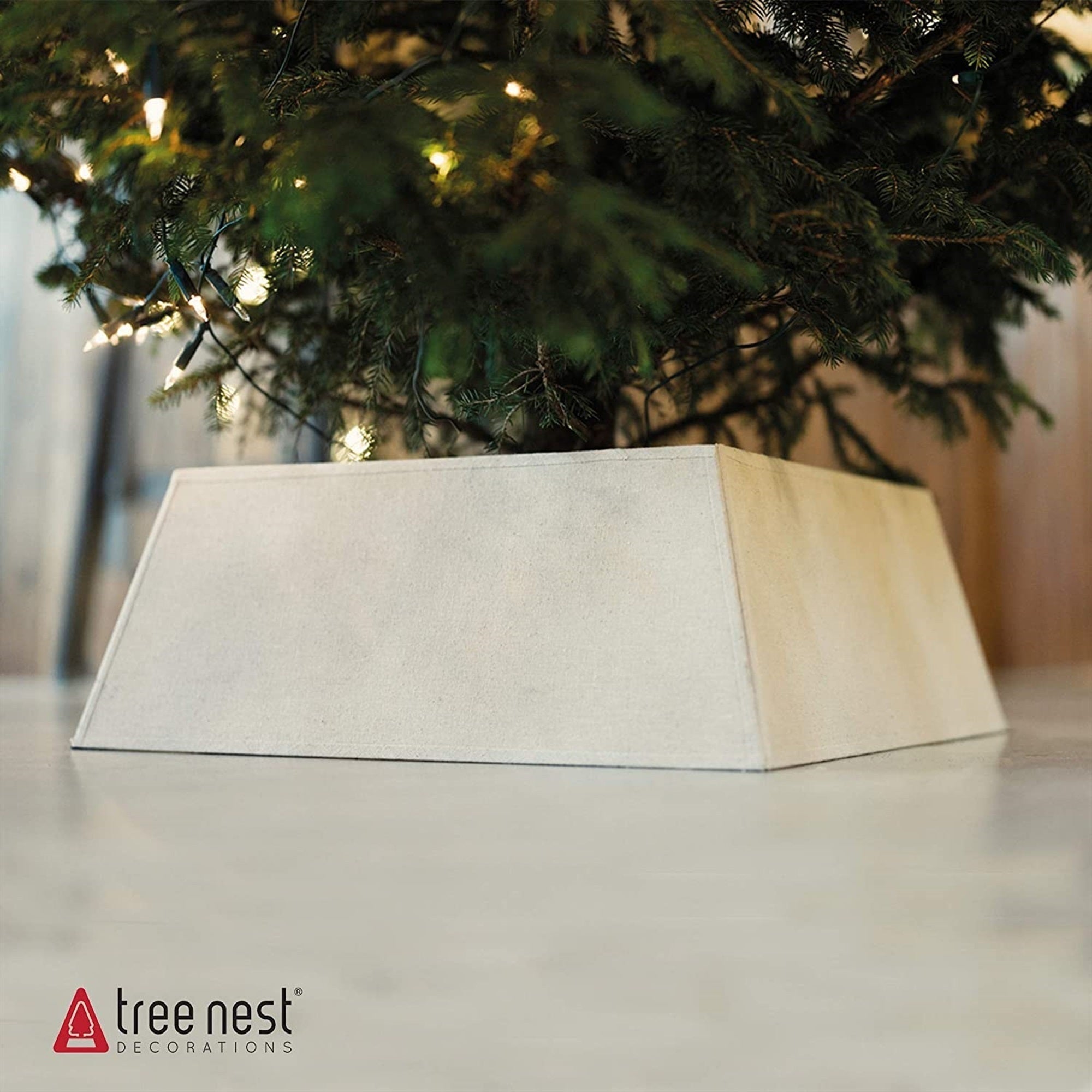 Tree Nest Contemporary Square Canvas Christmas Tree Collar