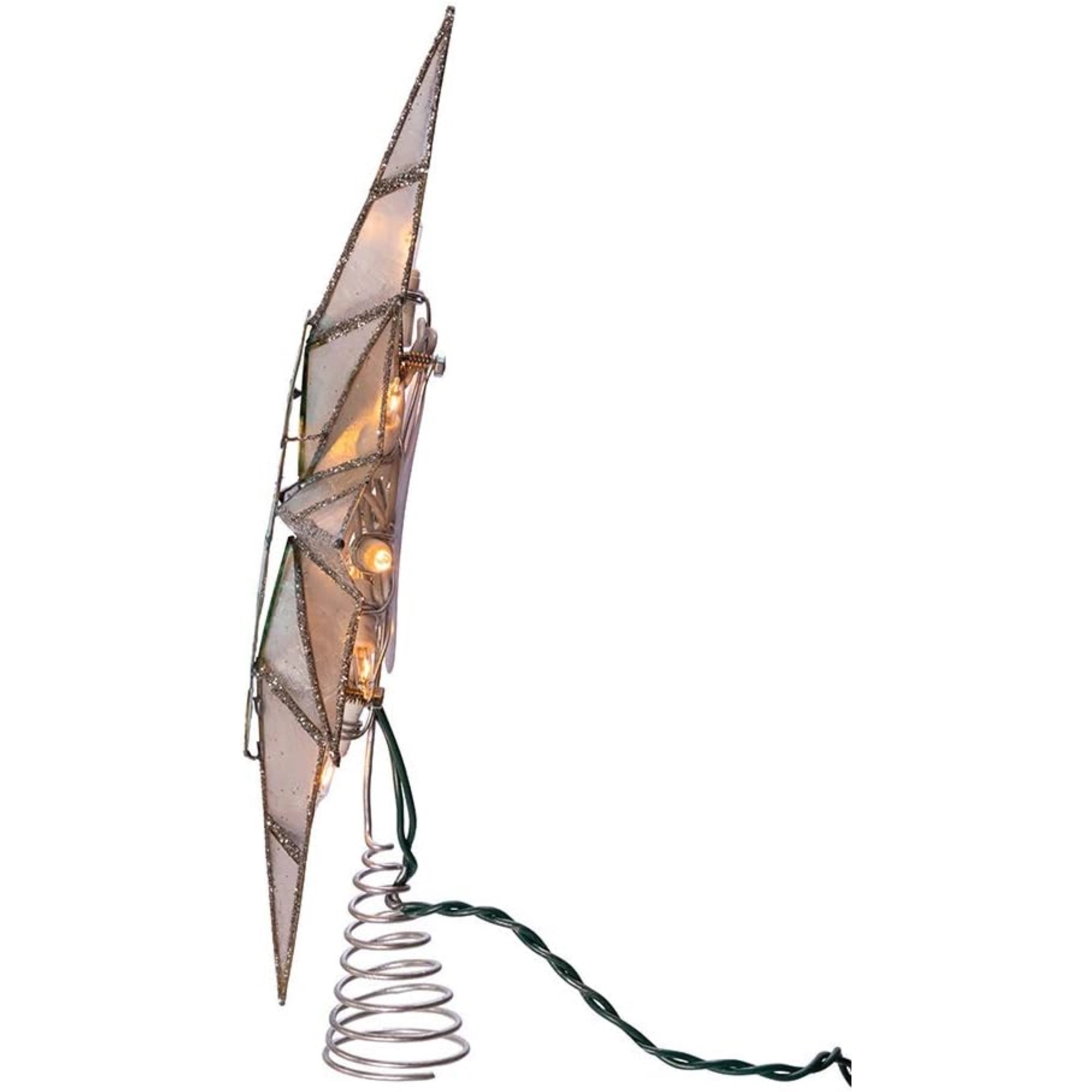 Kurt Adler 8-Point Illuminated Capiz Shell Bethlehem Star with Seahorse Treetop, 10 Incandescent Lights, 11.4"