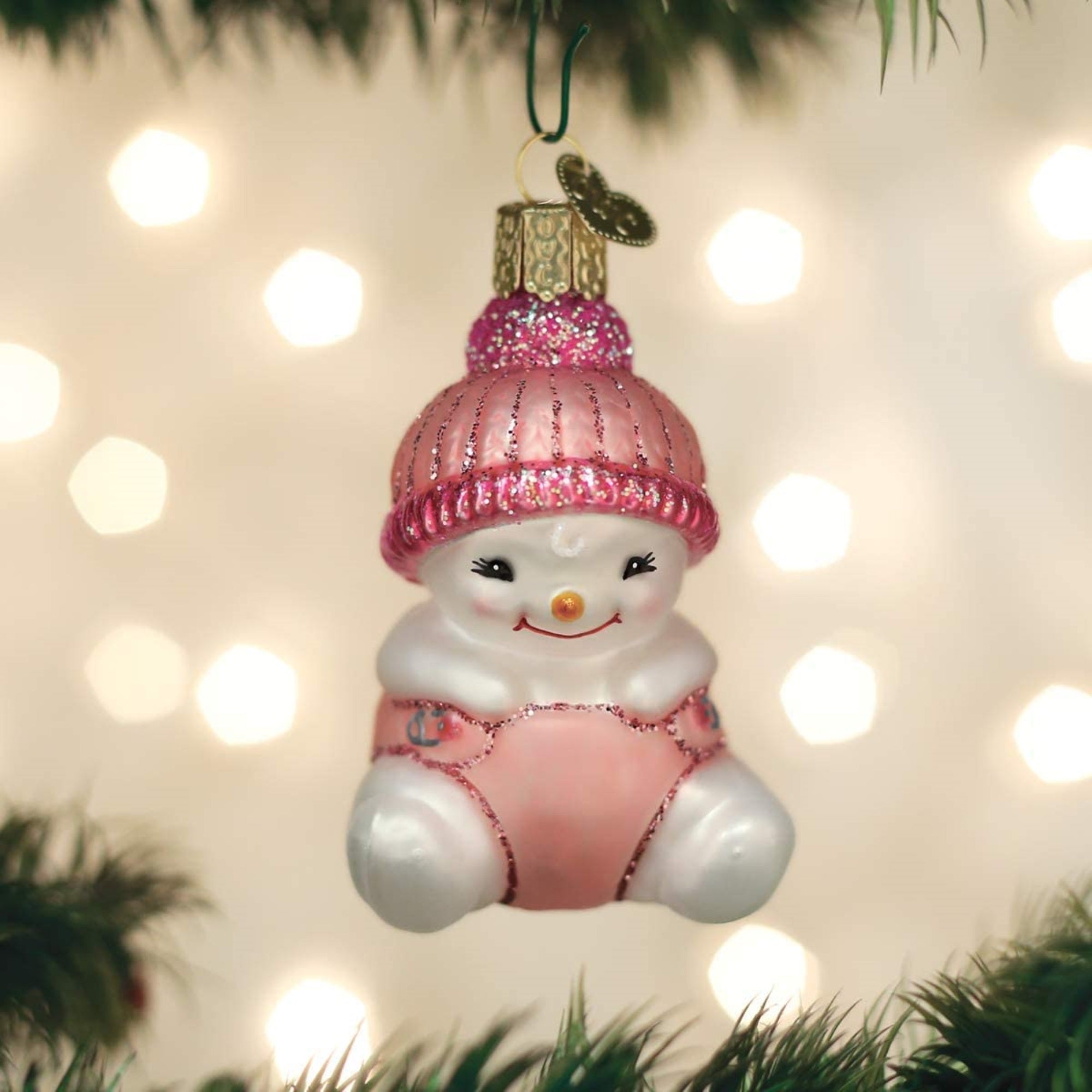 Old World Christmas Blown Glass Ornament for Christmas Tree, Snow Baby Girl
