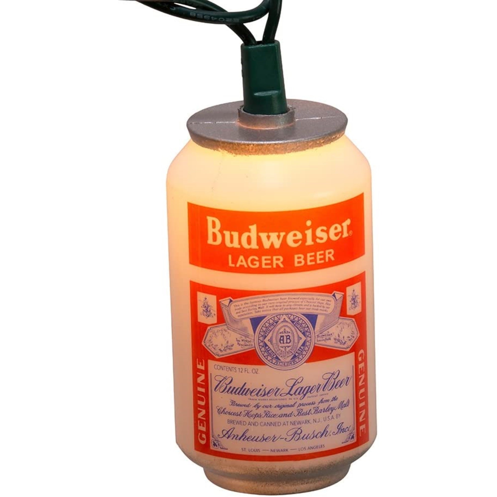 Kurt Adler Indoor/Outdoor Novelty String 10-Light Set, Vintage Budweiser Cans, 11.5'