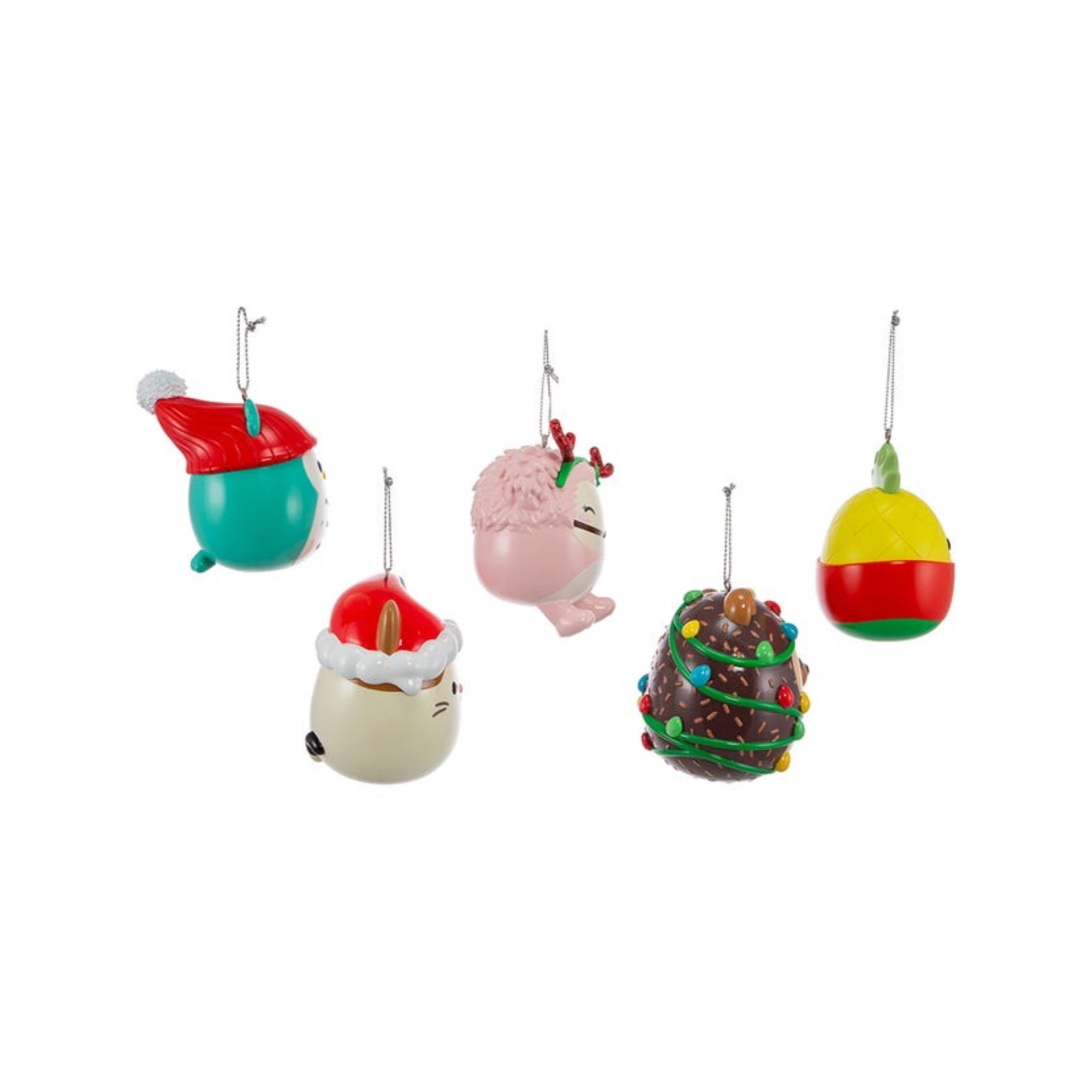 Kurt Adler Plastic Blow Mold Christmas Ornaments, Sqishmallows, 5-Piece Set